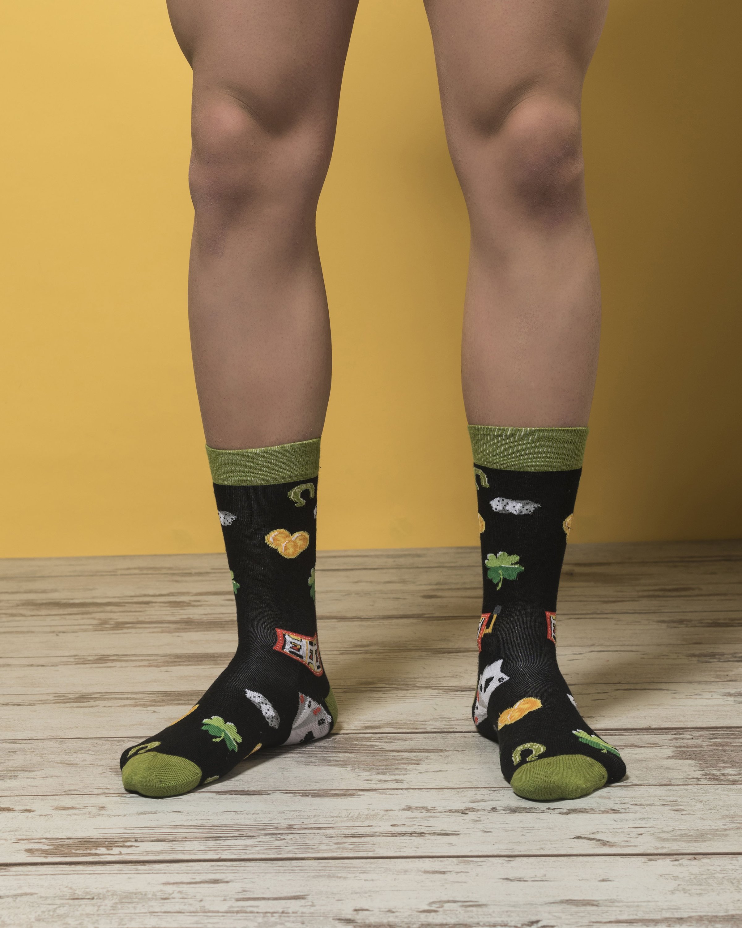 Men's Gambling Set Socks featuring vibrant colors and unique patterns, perfect for adding a fun touch to any outfit.