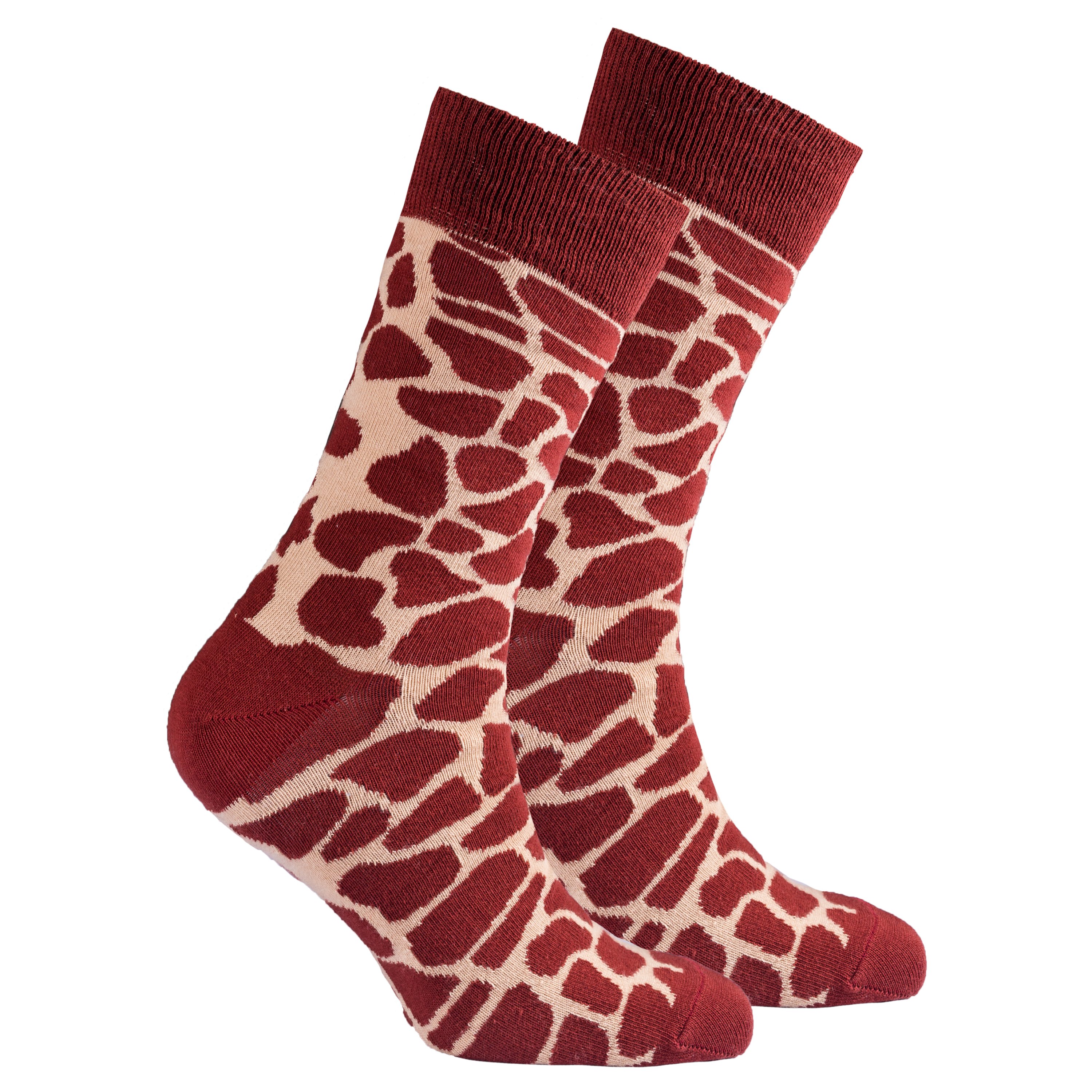 Men's Giraffe Socks featuring a colorful giraffe pattern, made from soft Turkish cotton for comfort and style.