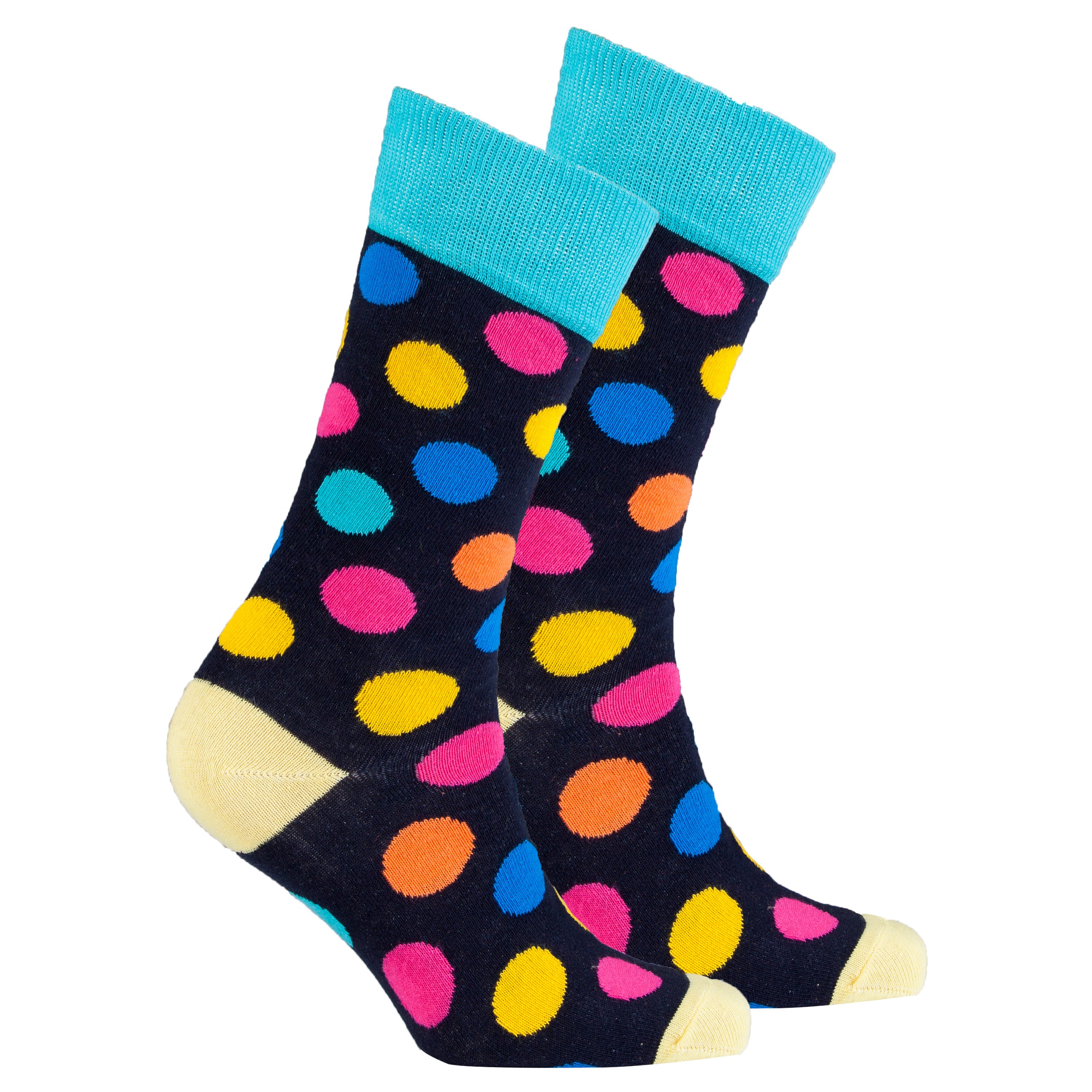 Men's Gold Marine Dot Socks featuring a vibrant design with gold dots on a marine background, perfect for adding style to any outfit.