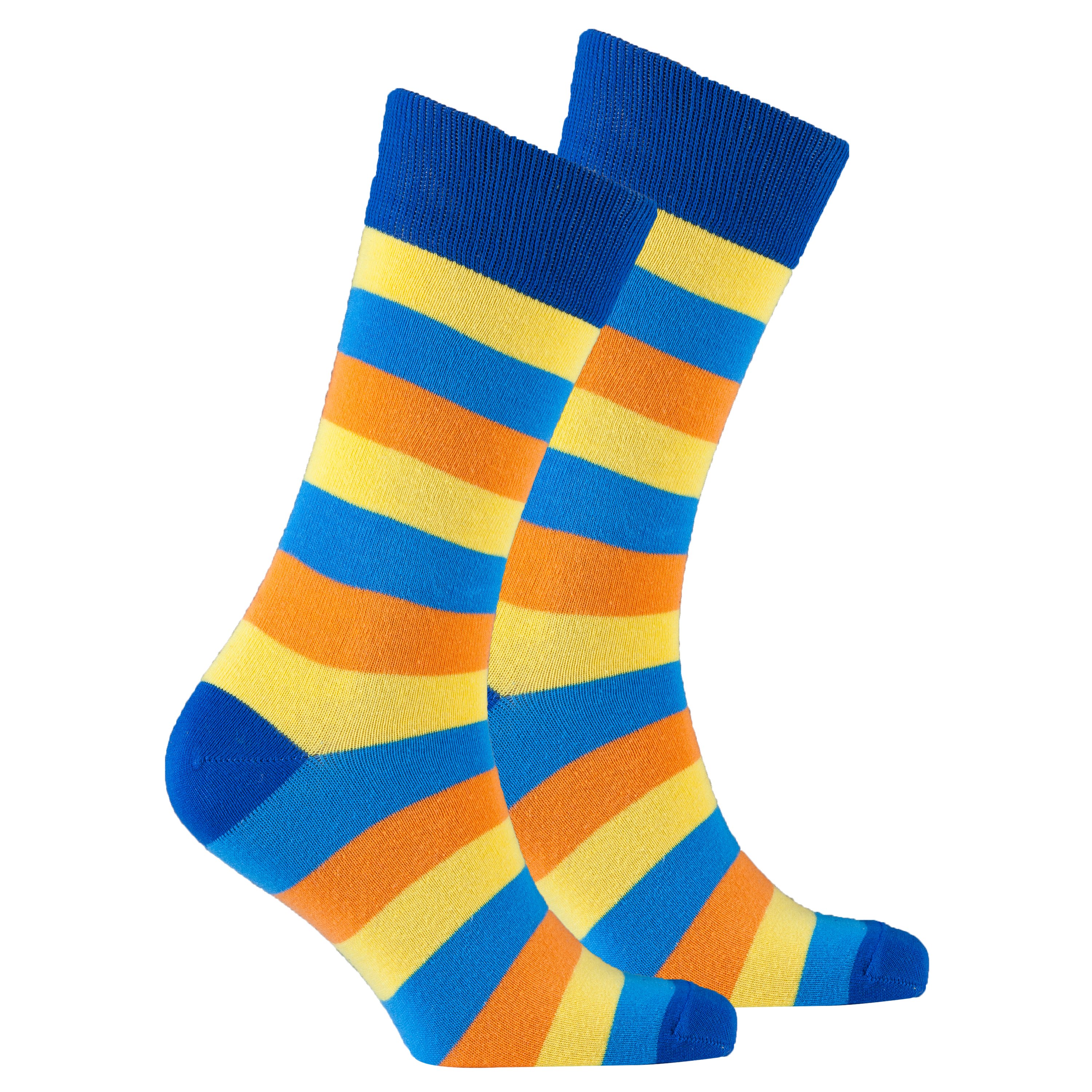 Men's Golden Bird Stripe Socks featuring colorful patterns and premium Turkish cotton for comfort and style.