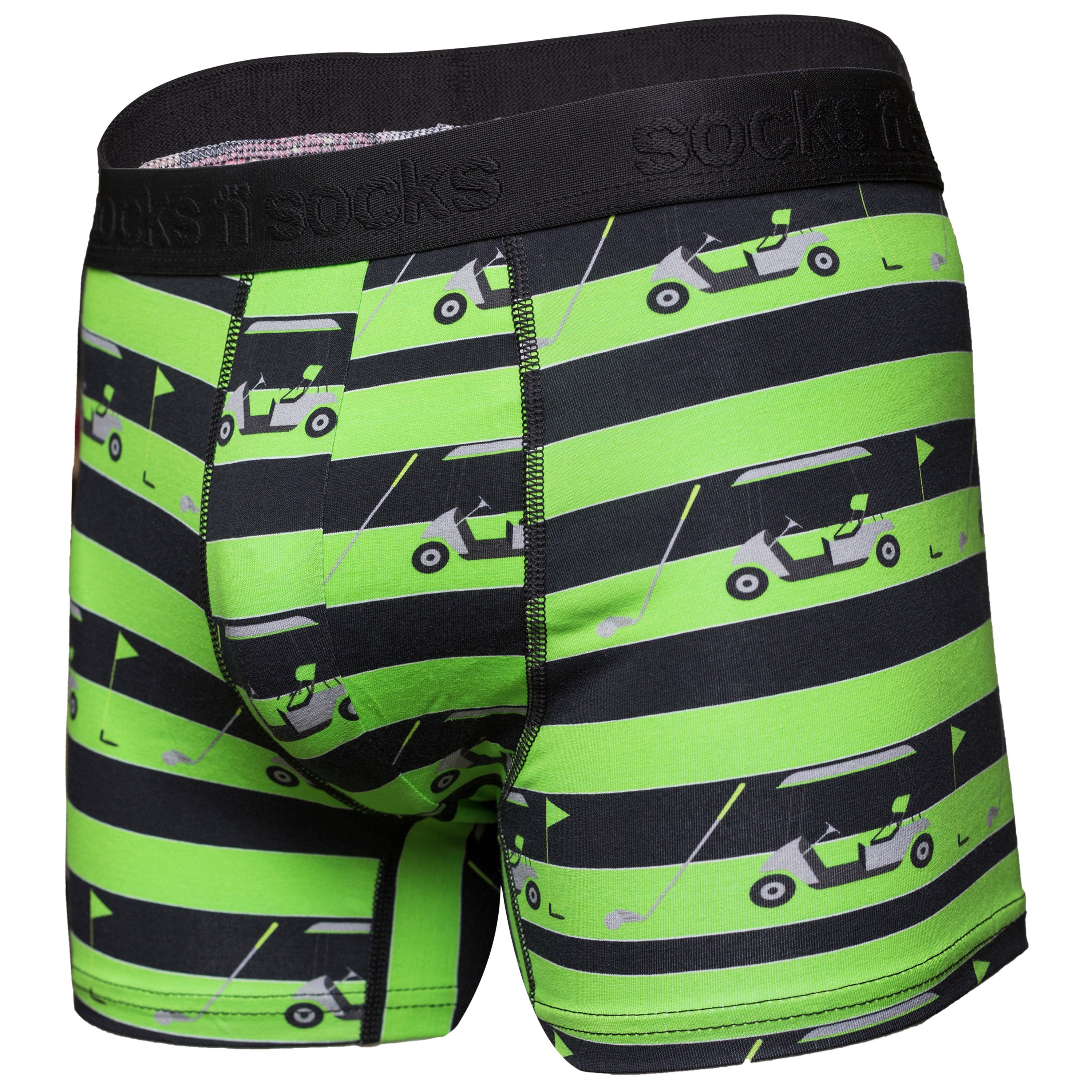 Men's Golf Boxer Briefs featuring colorful and trendy designs made from Viscose and Spandex for ultimate comfort.