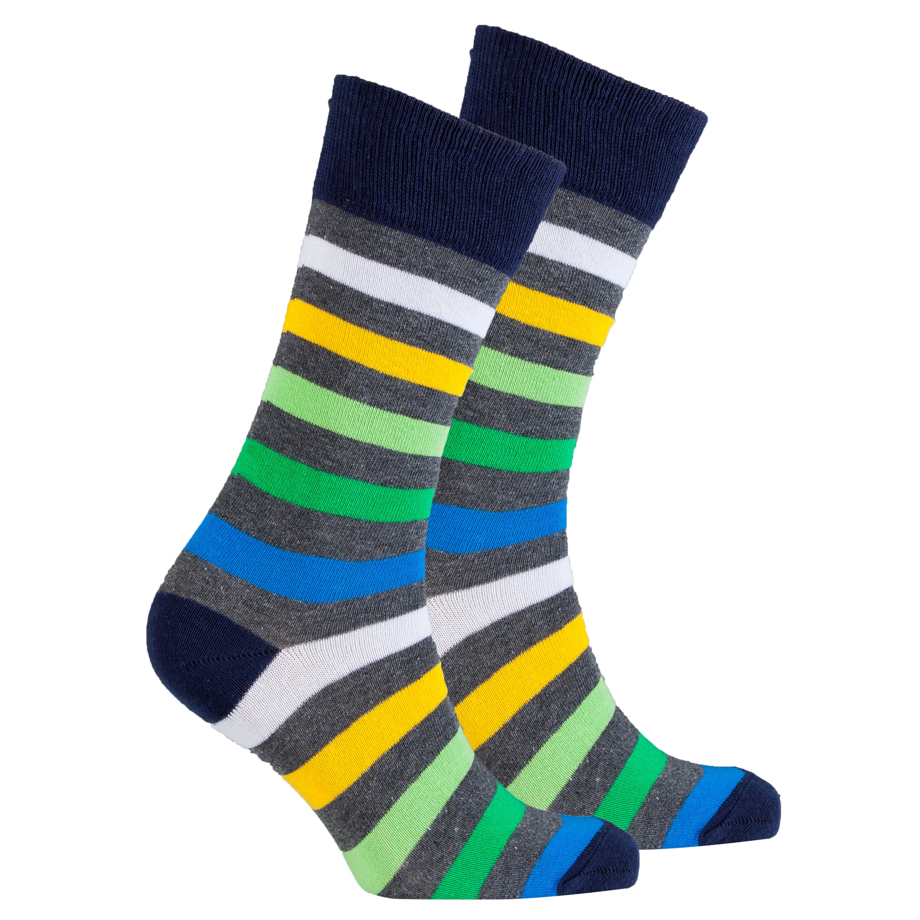 Men's Grey Emerald Stripe Socks featuring a stylish design with vibrant colors and a comfortable fit.