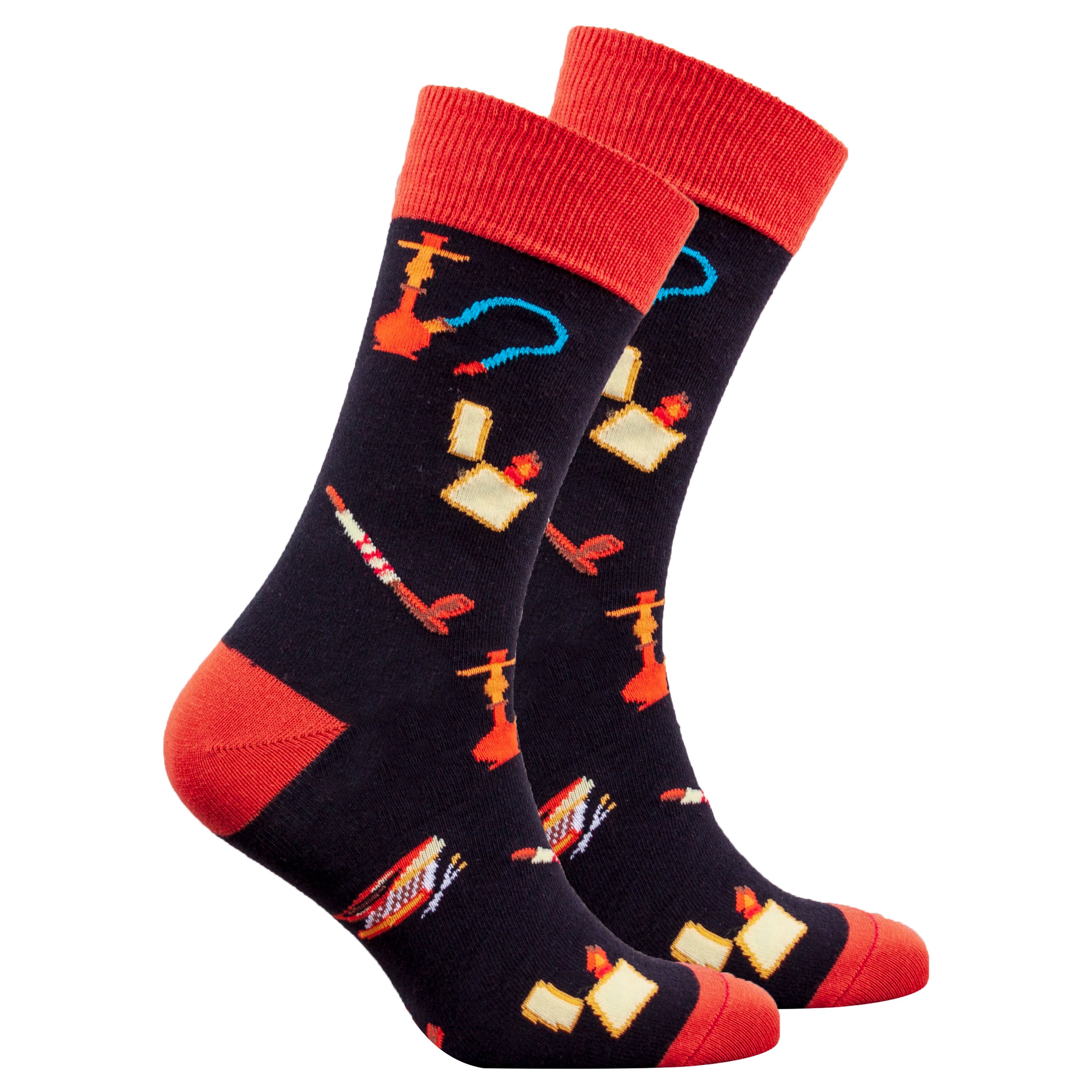 Men's Hookah Socks featuring colorful designs and premium cotton material for comfort and style.