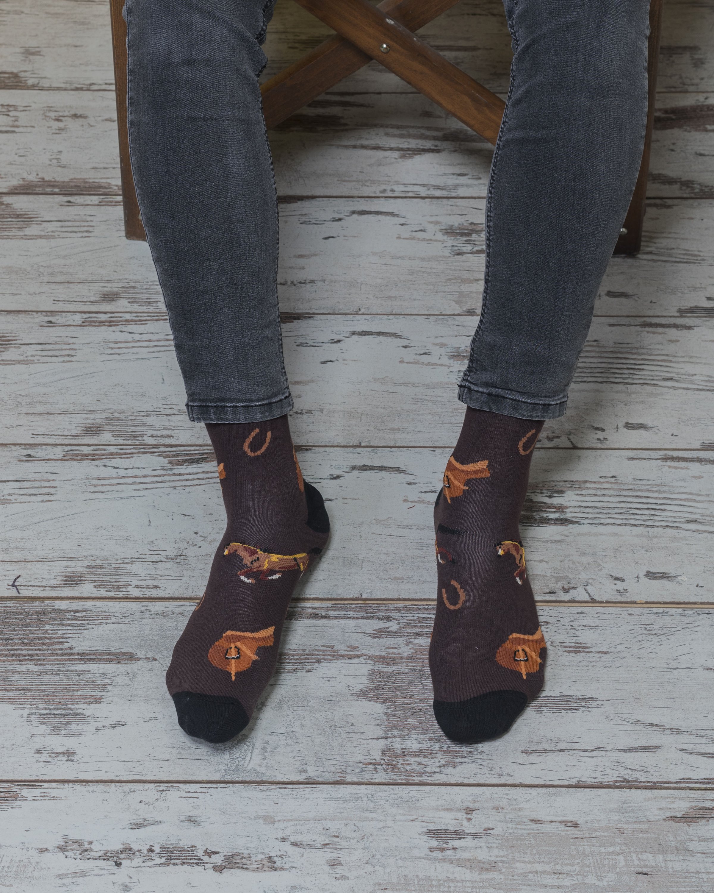 Colorful and trendy Men's Horse Socks made from soft Turkish cotton, designed for comfort and style.