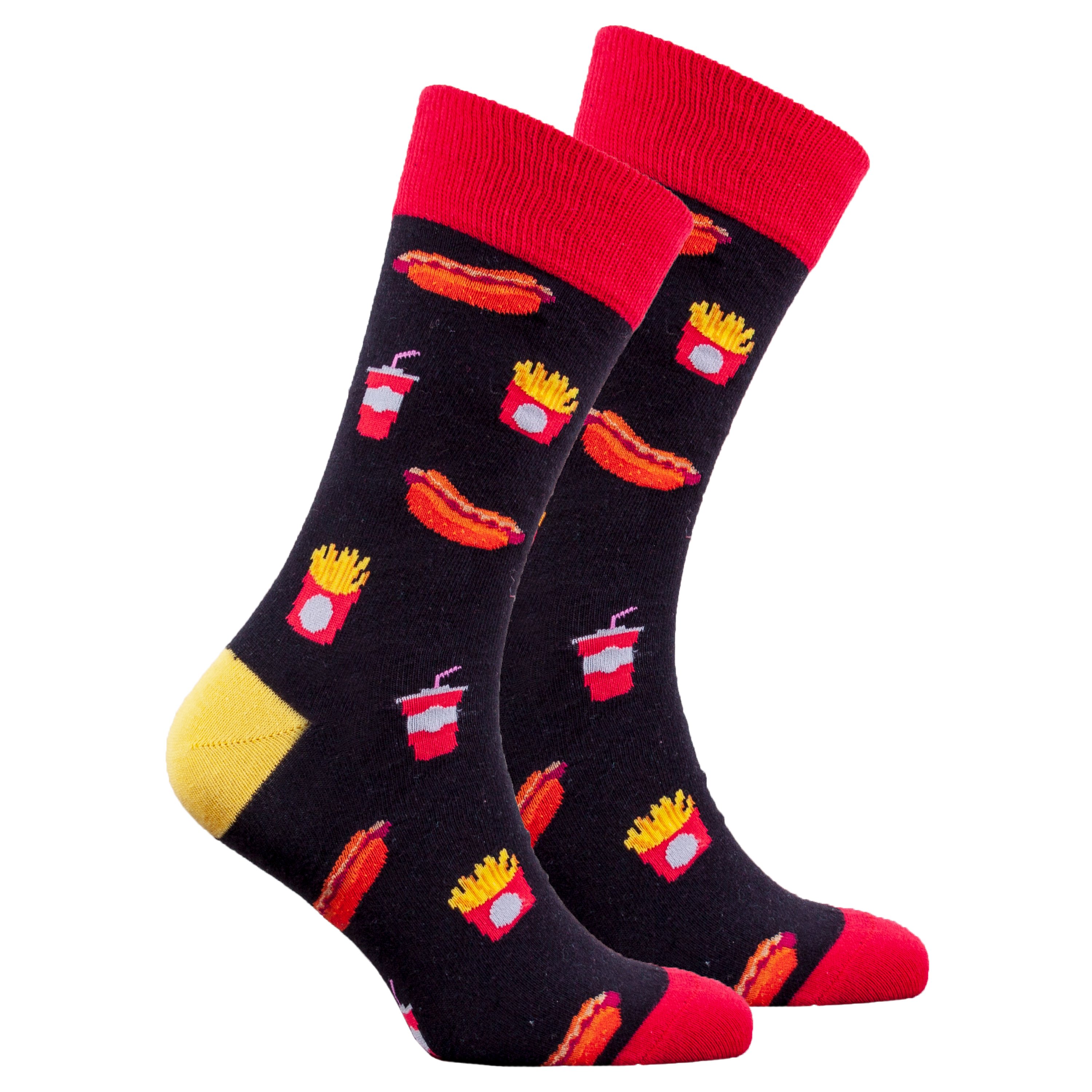 Men's Hotdogs Socks featuring colorful hotdog patterns, made from soft Turkish cotton for comfort and style.