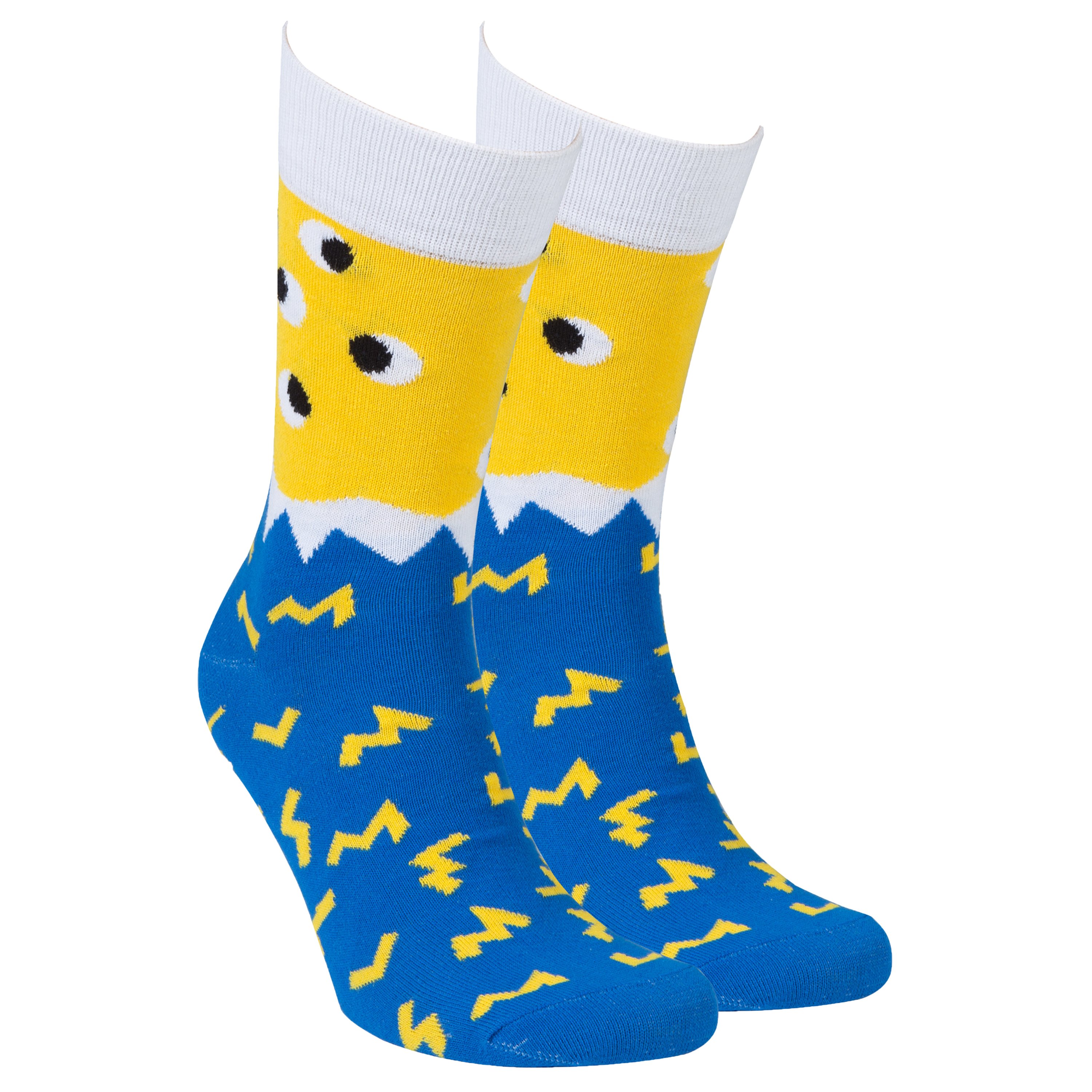 A pair of Men's Irregular Eyes Socks featuring a playful design with irregular eye patterns, made from soft combed cotton.