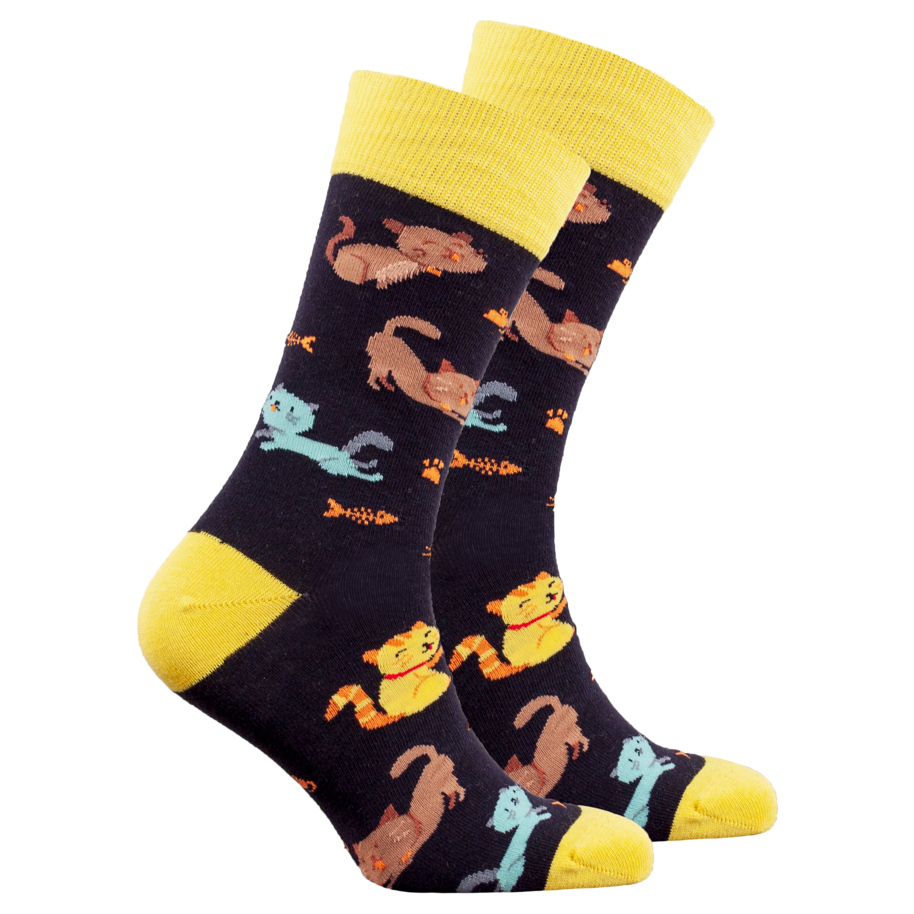 Men's Kittens Socks featuring colorful kitten designs, made from soft Turkish cotton for comfort and style.