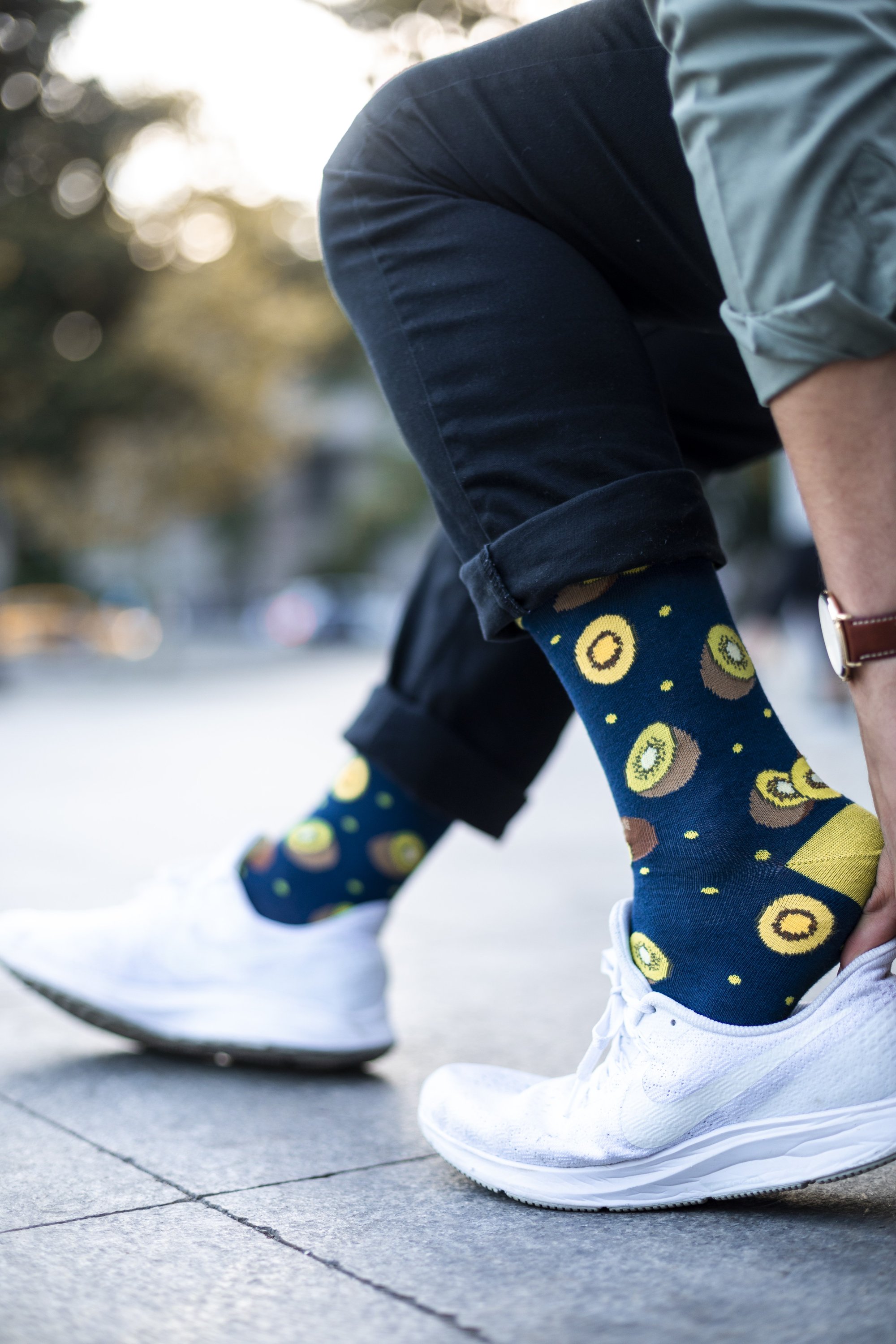 Men's Kiwi Socks featuring colorful designs and premium cotton material, perfect for adding style to any outfit.