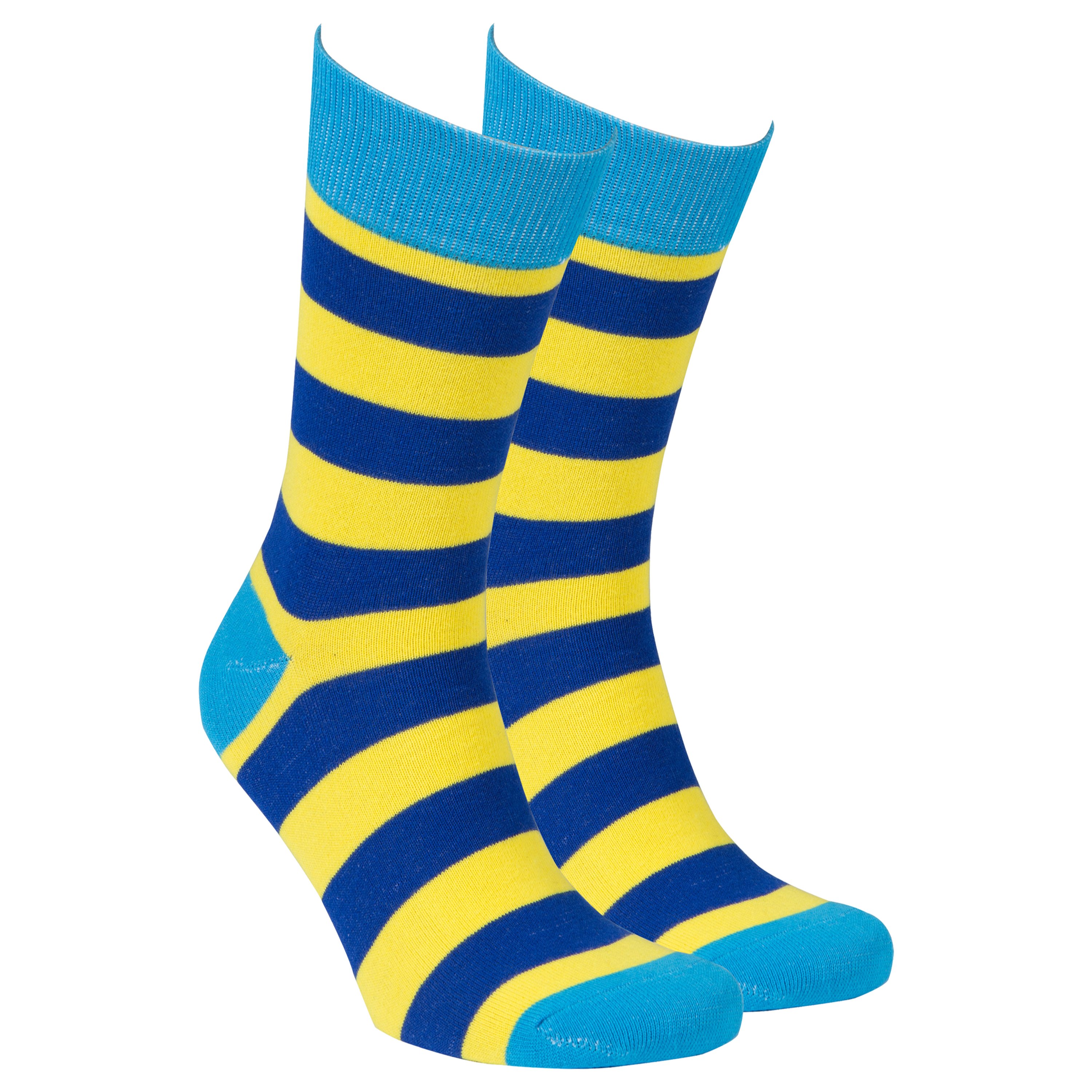 Men's Lemon Sky Stripe Socks featuring a vibrant lemon sky pattern, made from soft combed cotton for comfort.