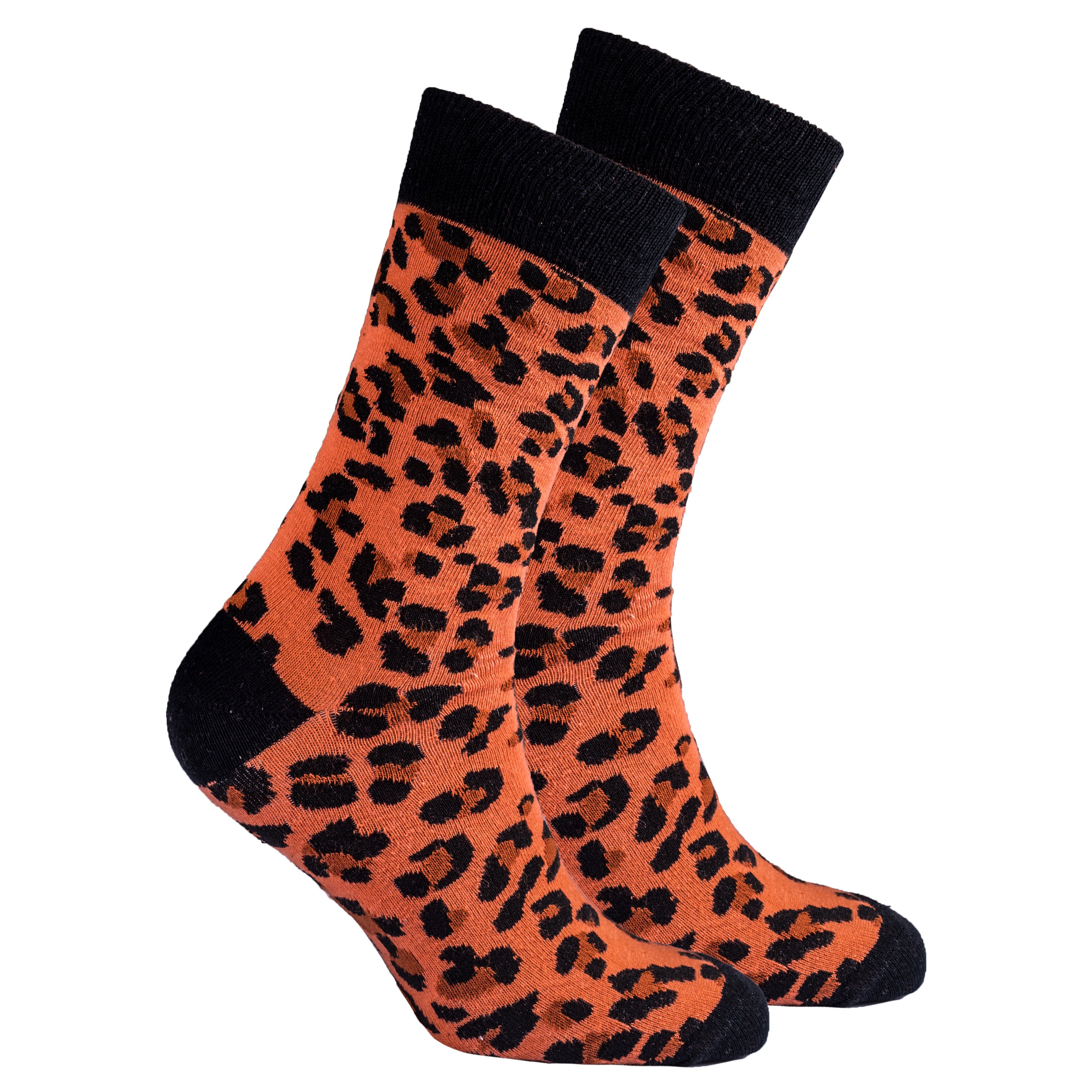 Men's Leopard Socks featuring a vibrant leopard print design, made from soft Turkish cotton for comfort and style.