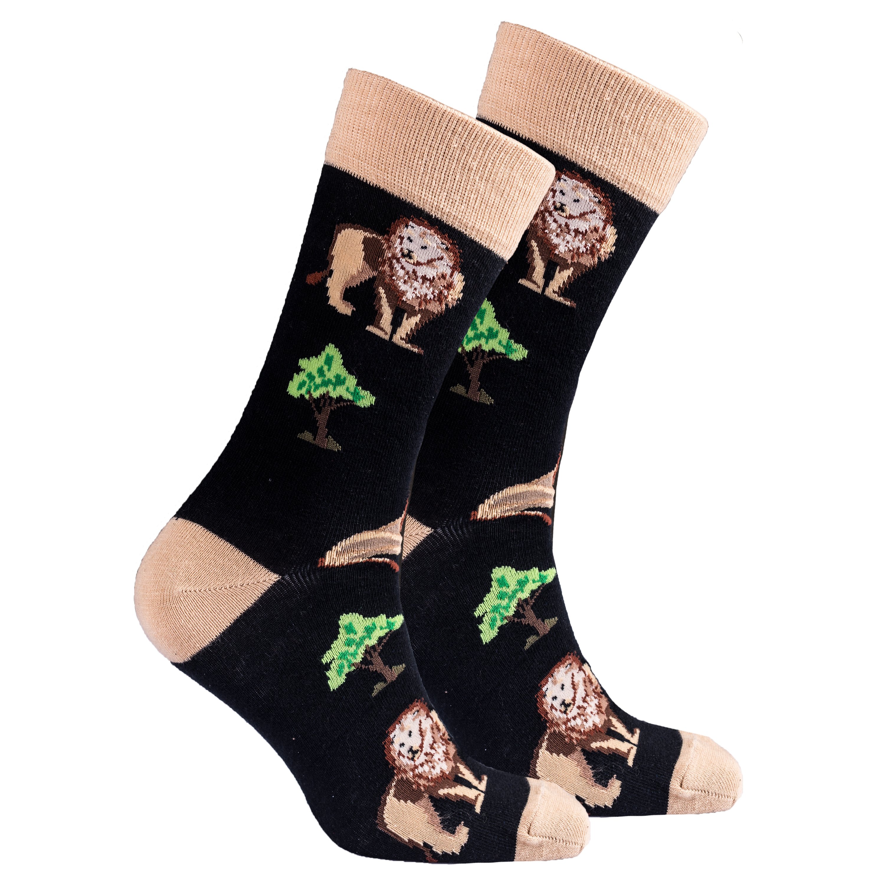 Men's Lion Socks featuring colorful designs and premium cotton material for comfort and style.