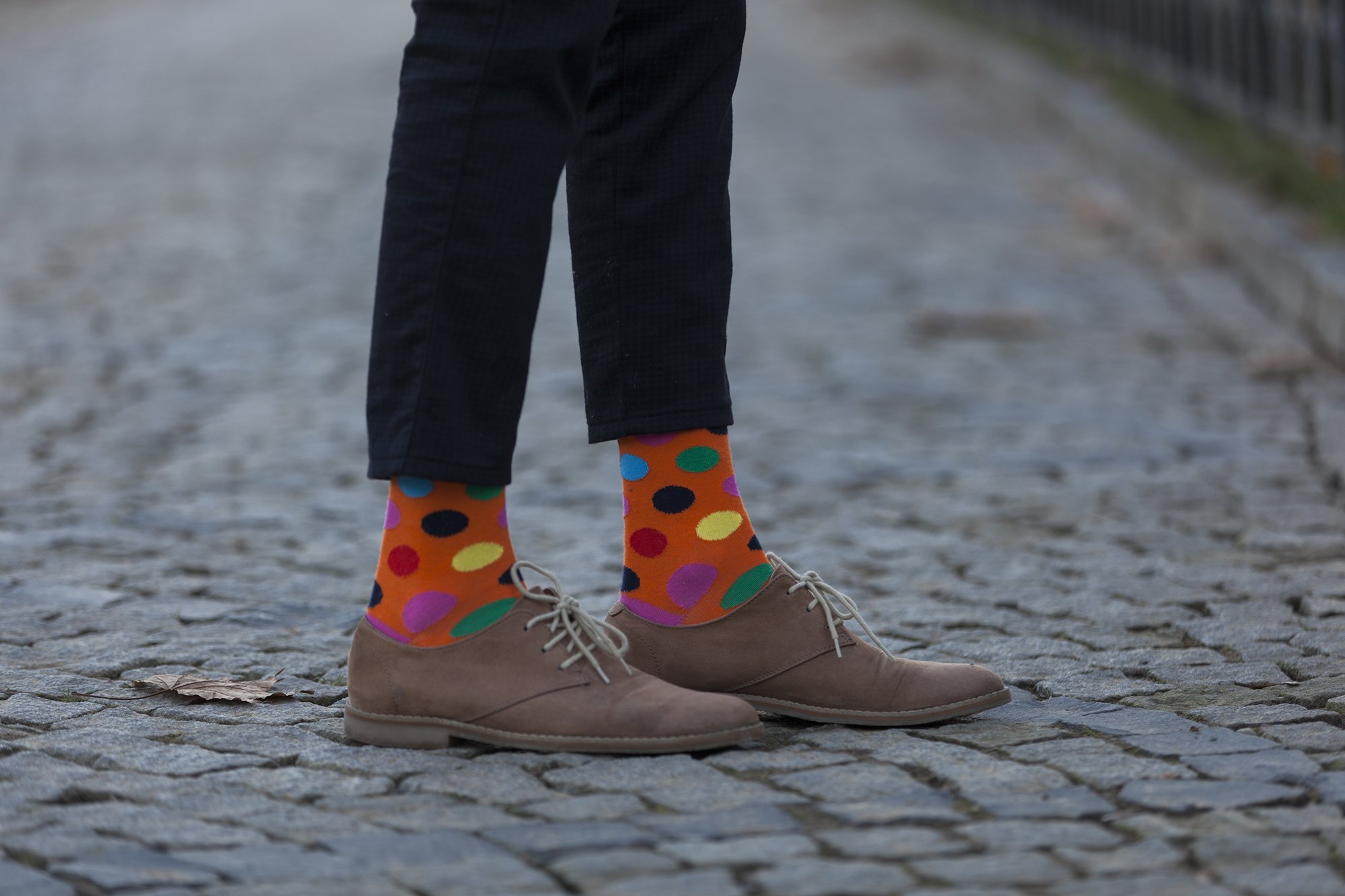 Men's Mandarin Dot Socks featuring colorful patterns and soft cotton fabric, ideal for stylish comfort.