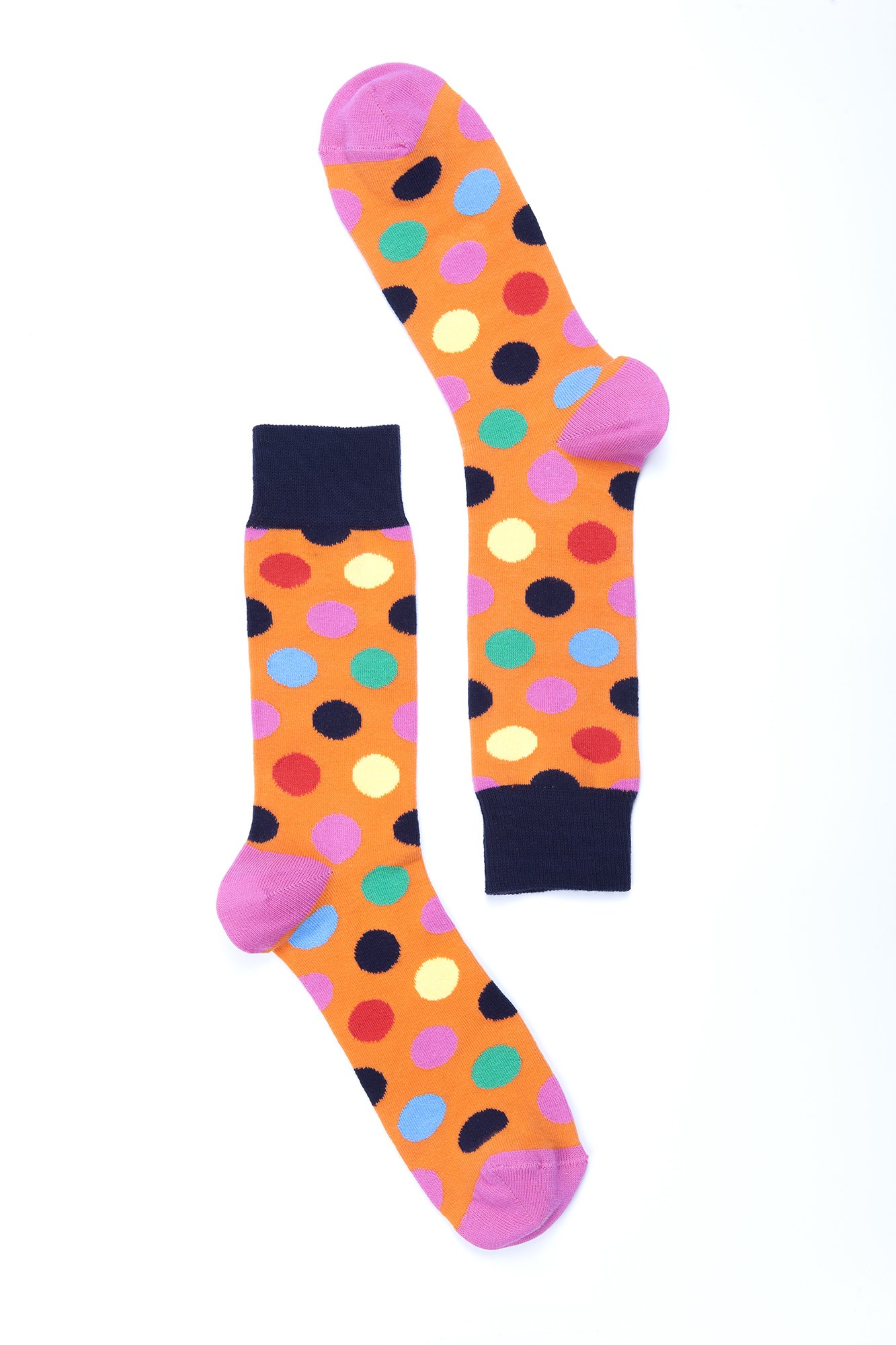 Men's Mandarin Dot Socks featuring colorful patterns and soft cotton fabric, ideal for stylish comfort.