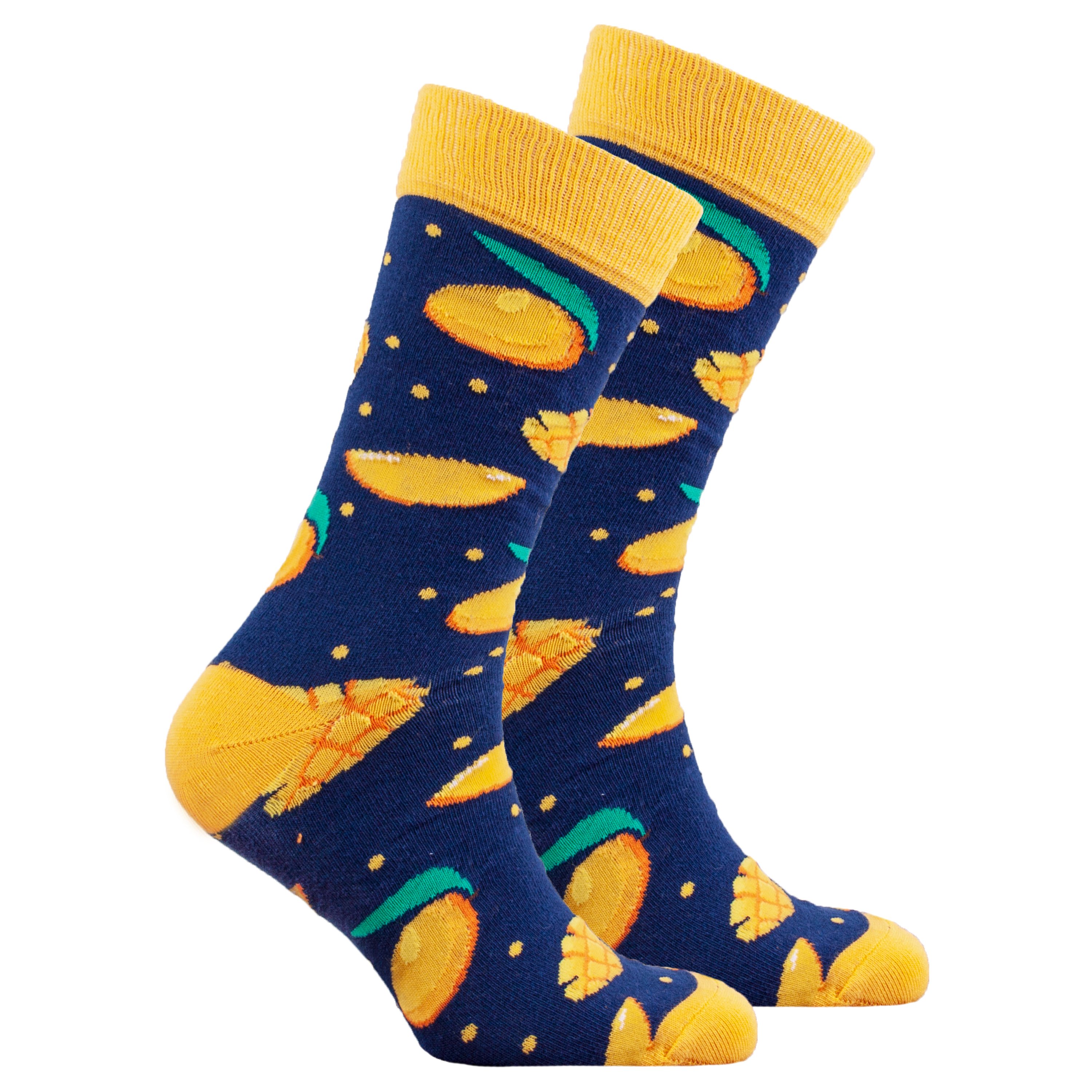 Men's Mango Socks featuring vibrant colors and trendy patterns, made from soft Turkish cotton for comfort.