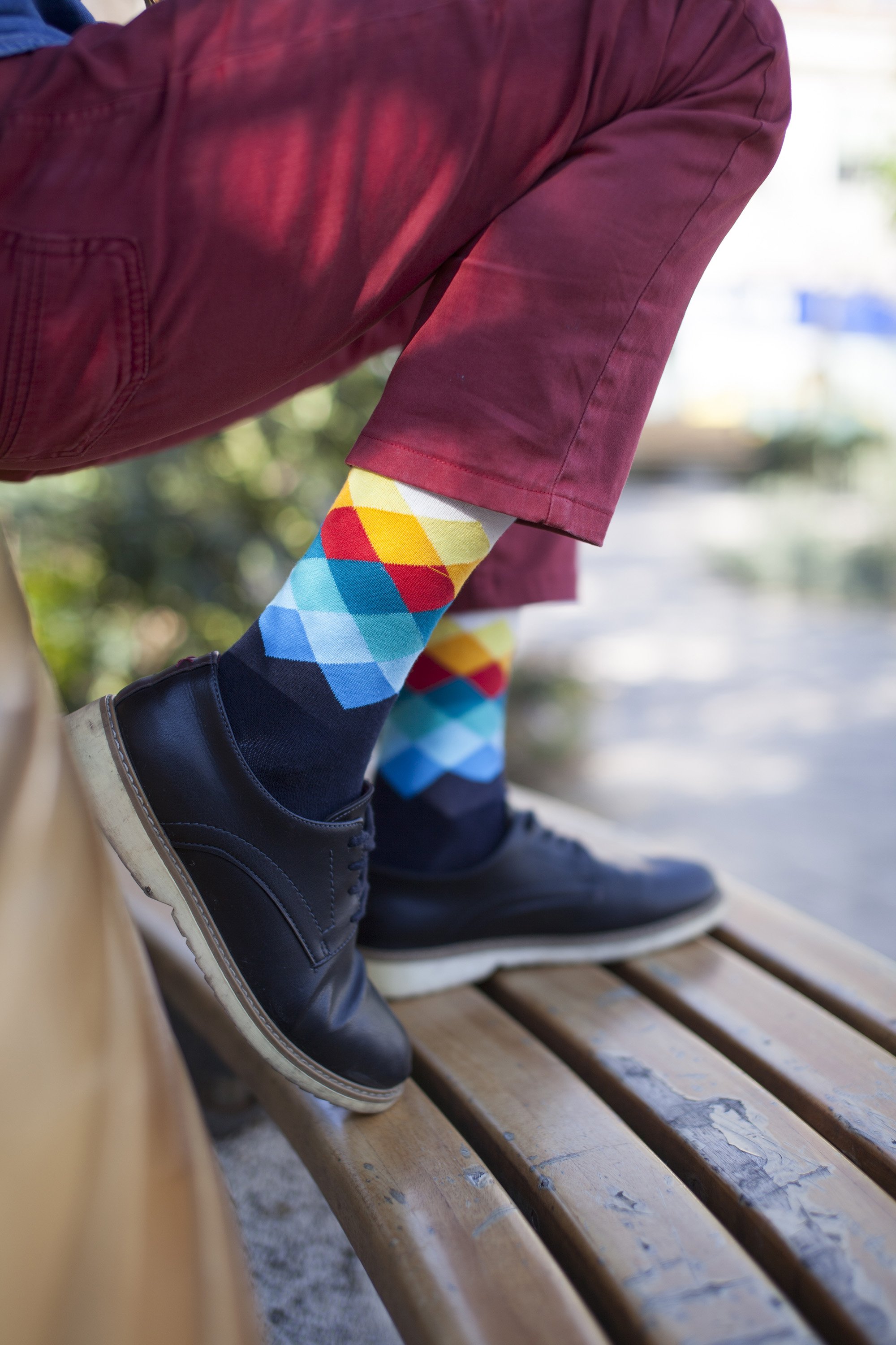 Men's Marine Diamond Socks featuring colorful designs and premium Turkish cotton for comfort.