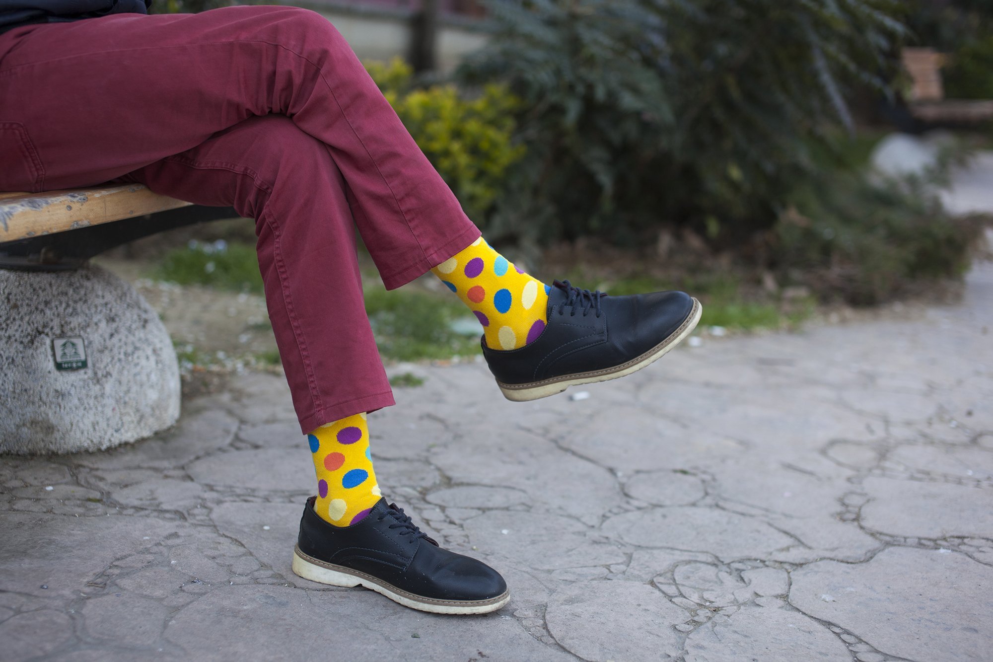 Men's Mixed Yellow Dot Socks featuring a vibrant yellow dot pattern on a soft cotton blend.