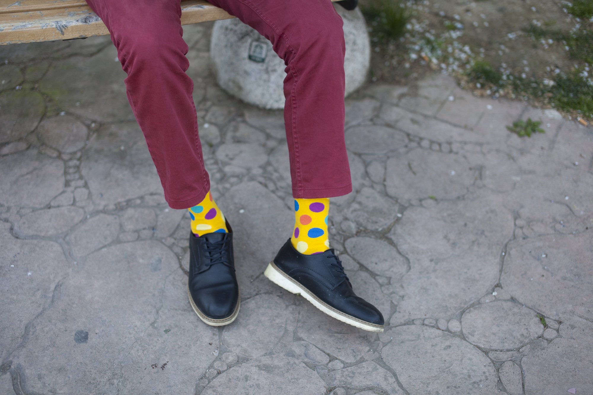 Men's Mixed Yellow Dot Socks featuring a vibrant yellow dot pattern on a soft cotton blend.