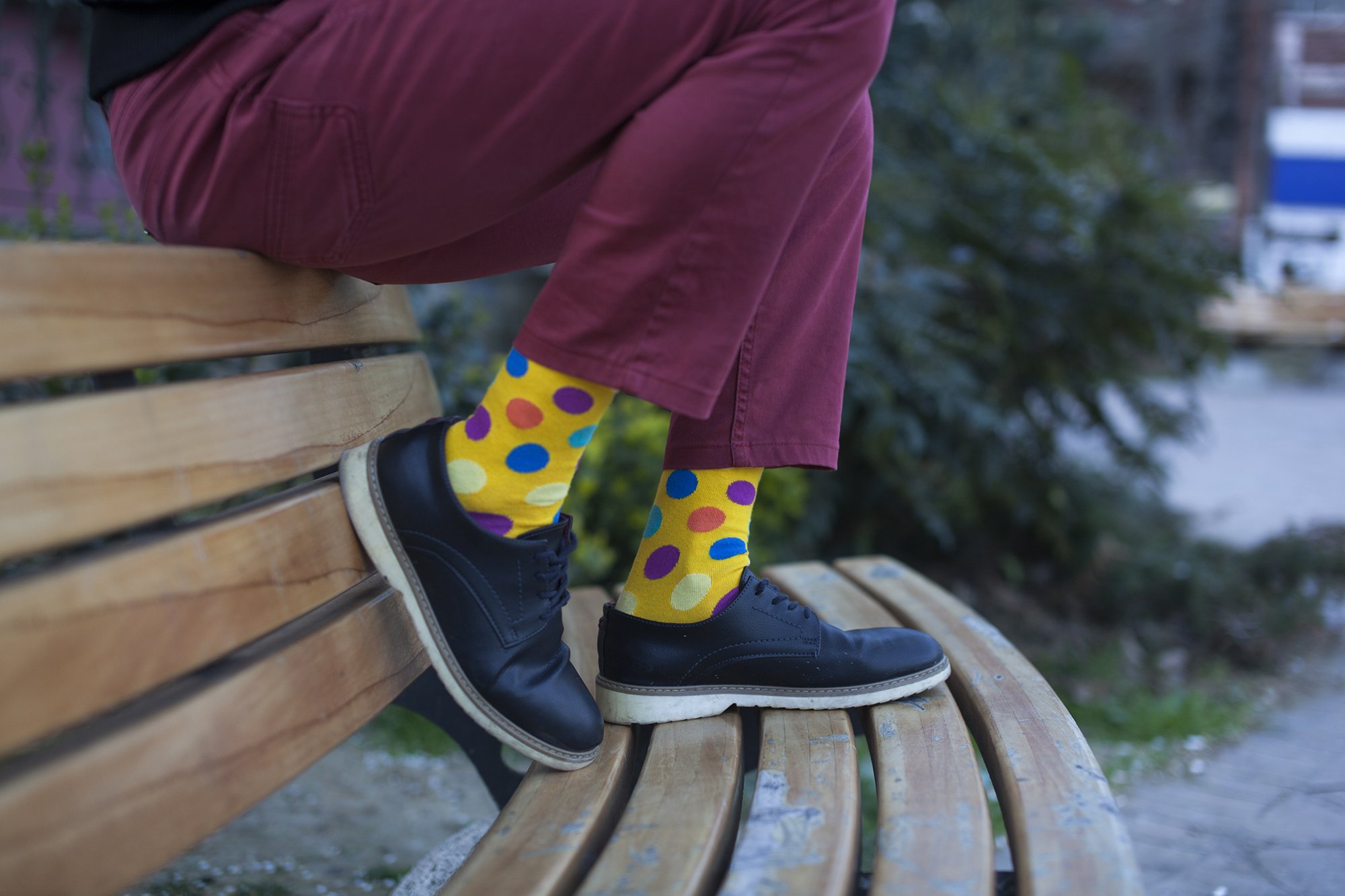 Men's Mixed Yellow Dot Socks featuring a vibrant yellow dot pattern on a soft cotton blend.