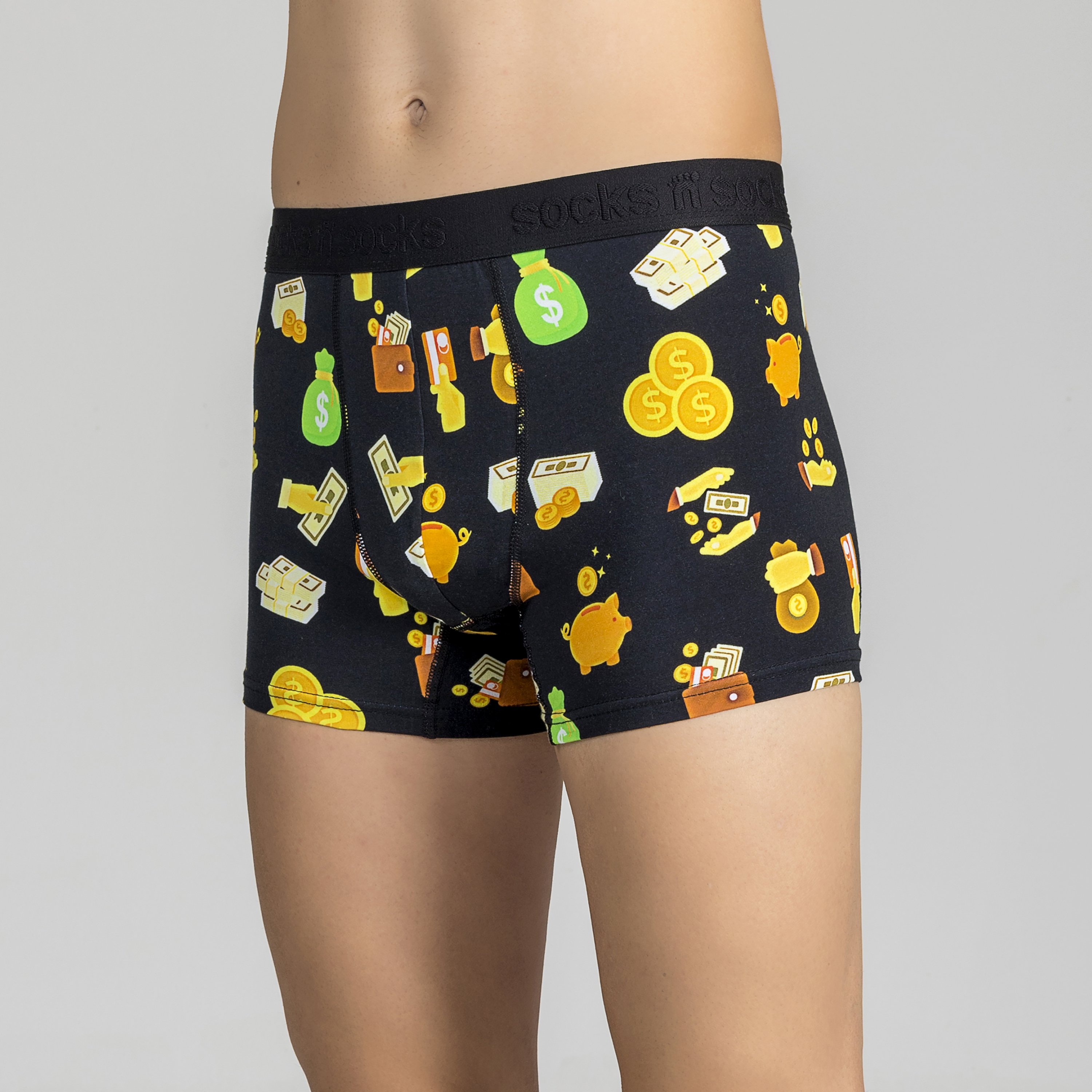 Men's Money Boxer Briefs featuring colorful and funky designs made from Viscose and Spandex for ultimate comfort.