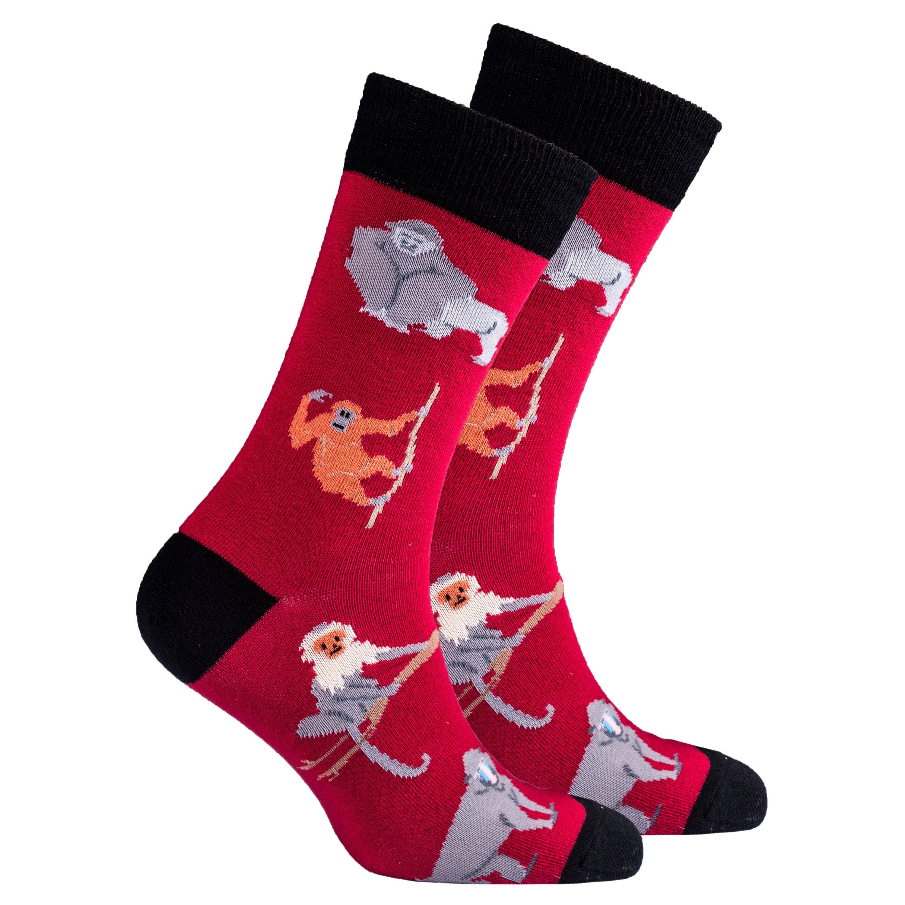 Men's Monkey Socks featuring a colorful monkey design, made from soft Turkish cotton for comfort and style.