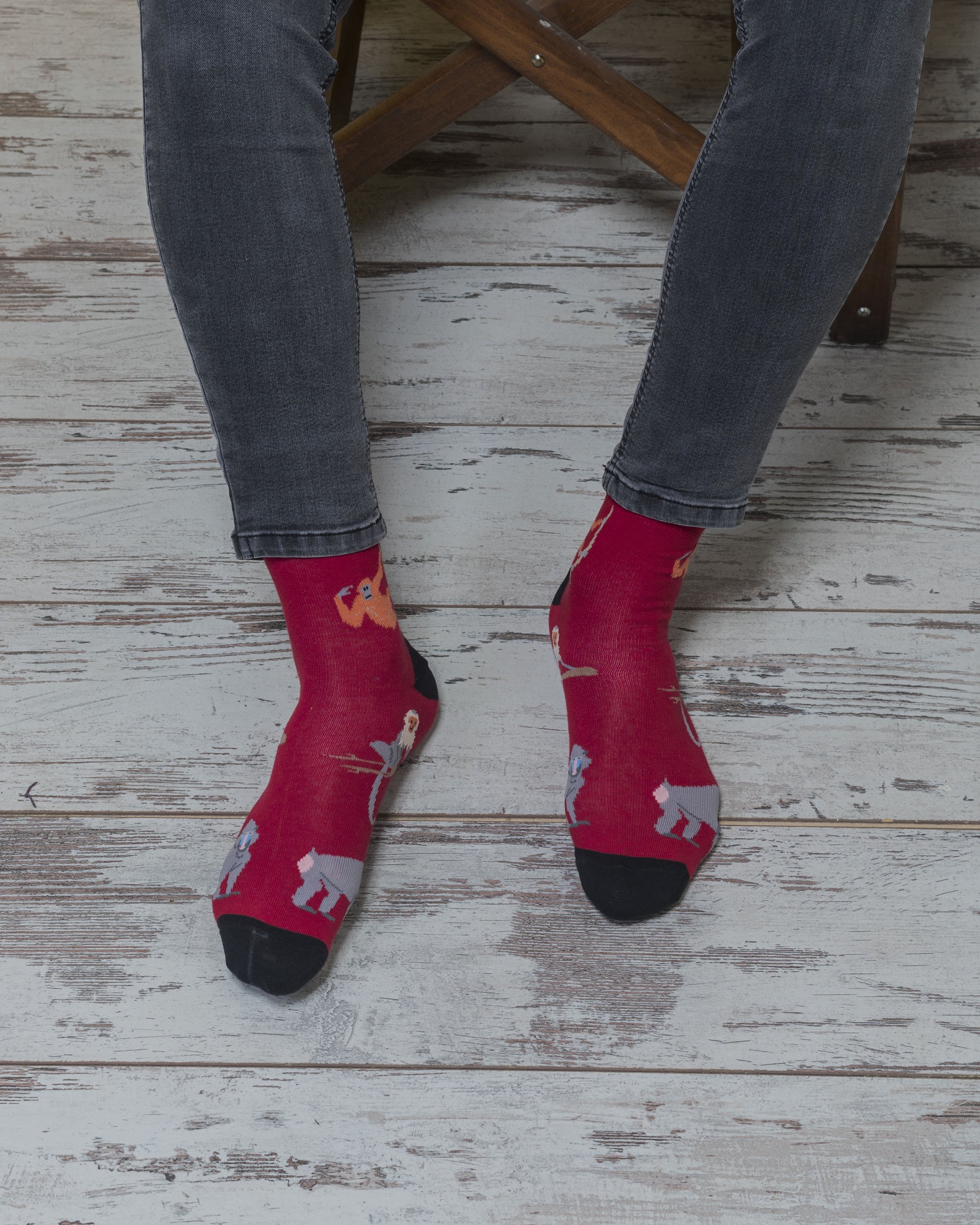 Men's Monkey Socks featuring a colorful monkey design, made from soft Turkish cotton for comfort and style.