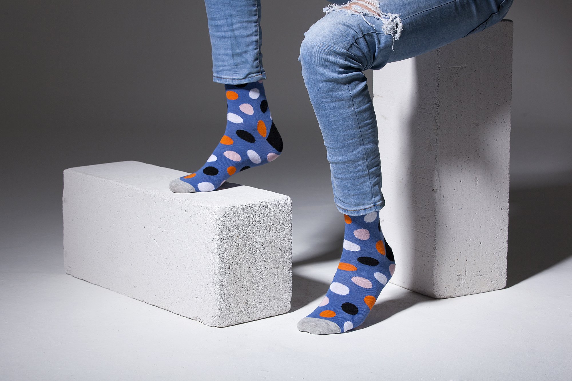 Men's Orange Sky Dot Socks featuring a vibrant orange color with playful dot patterns, made from soft Turkish cotton for comfort.