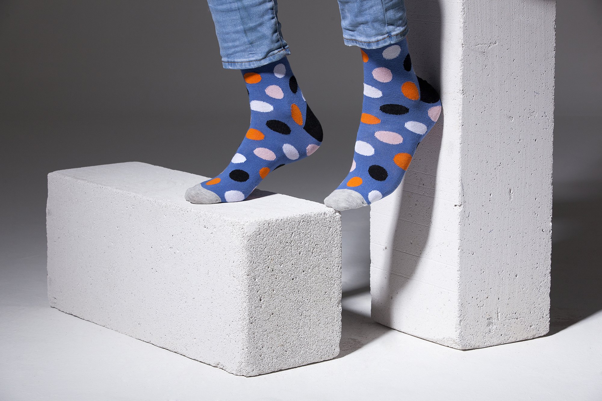 Men's Orange Sky Dot Socks featuring a vibrant orange color with playful dot patterns, made from soft Turkish cotton for comfort.