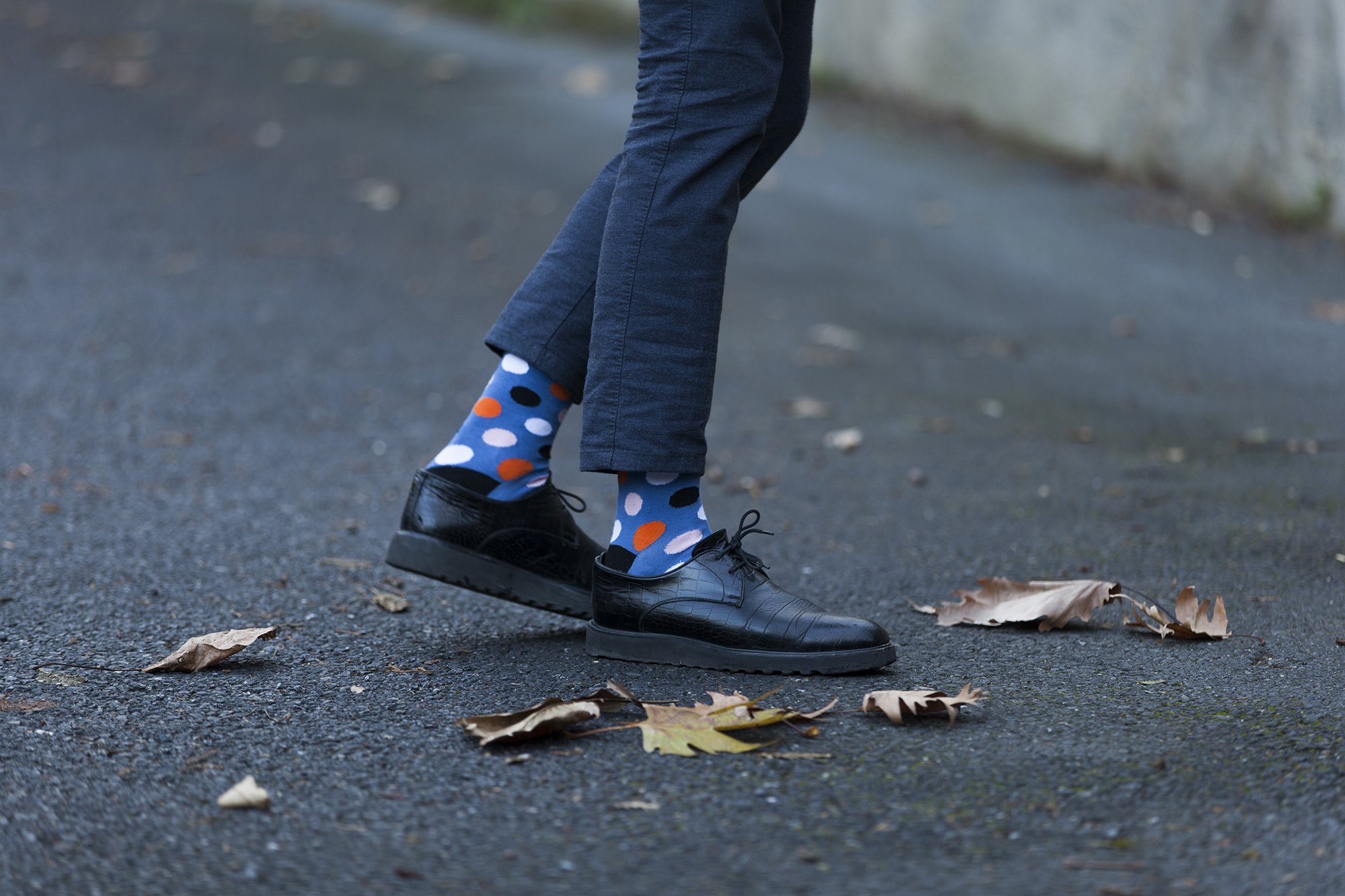 Men's Orange Sky Dot Socks featuring a vibrant orange color with playful dot patterns, made from soft Turkish cotton for comfort.