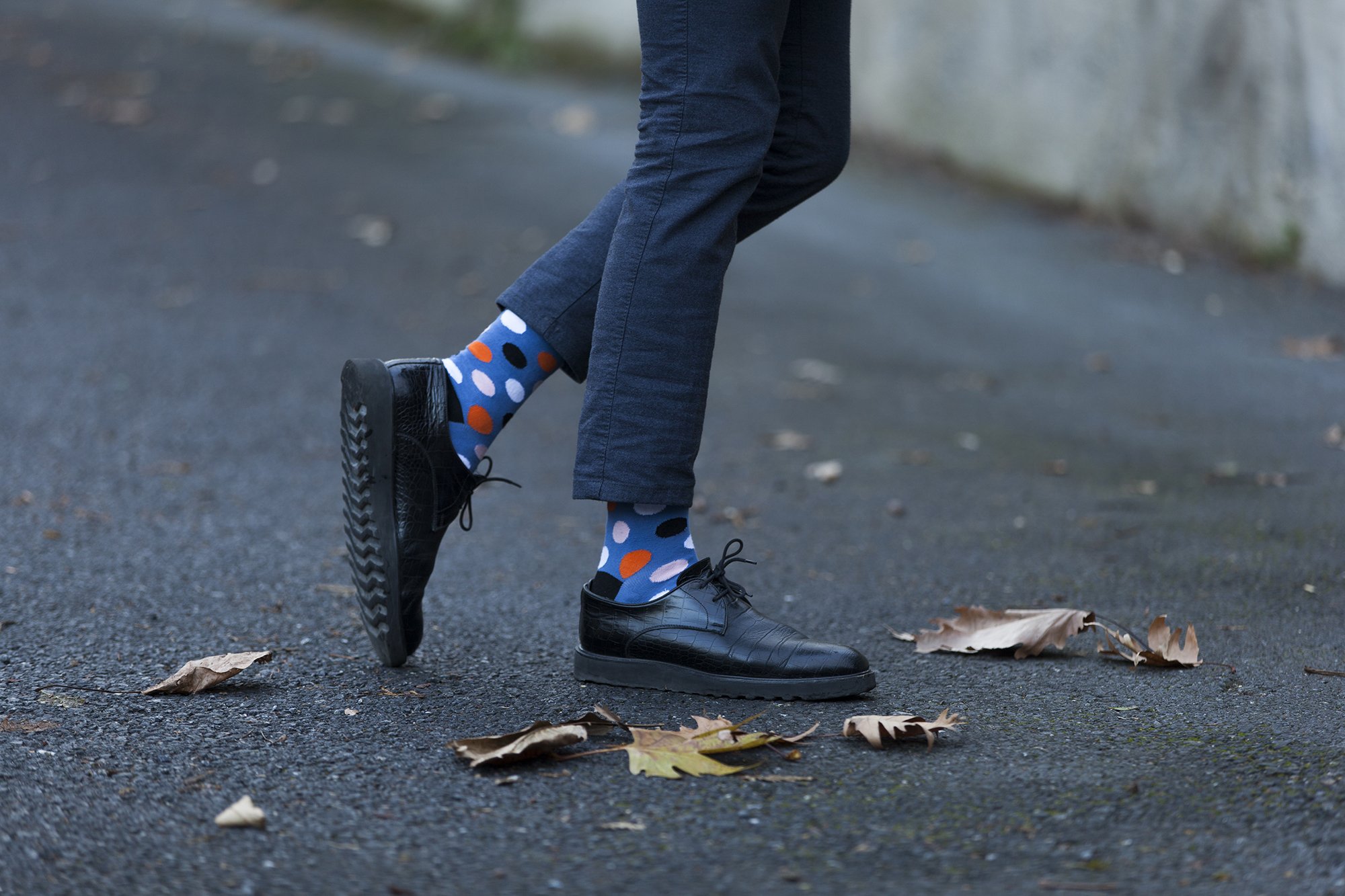 Men's Orange Sky Dot Socks featuring a vibrant orange color with playful dot patterns, made from soft Turkish cotton for comfort.