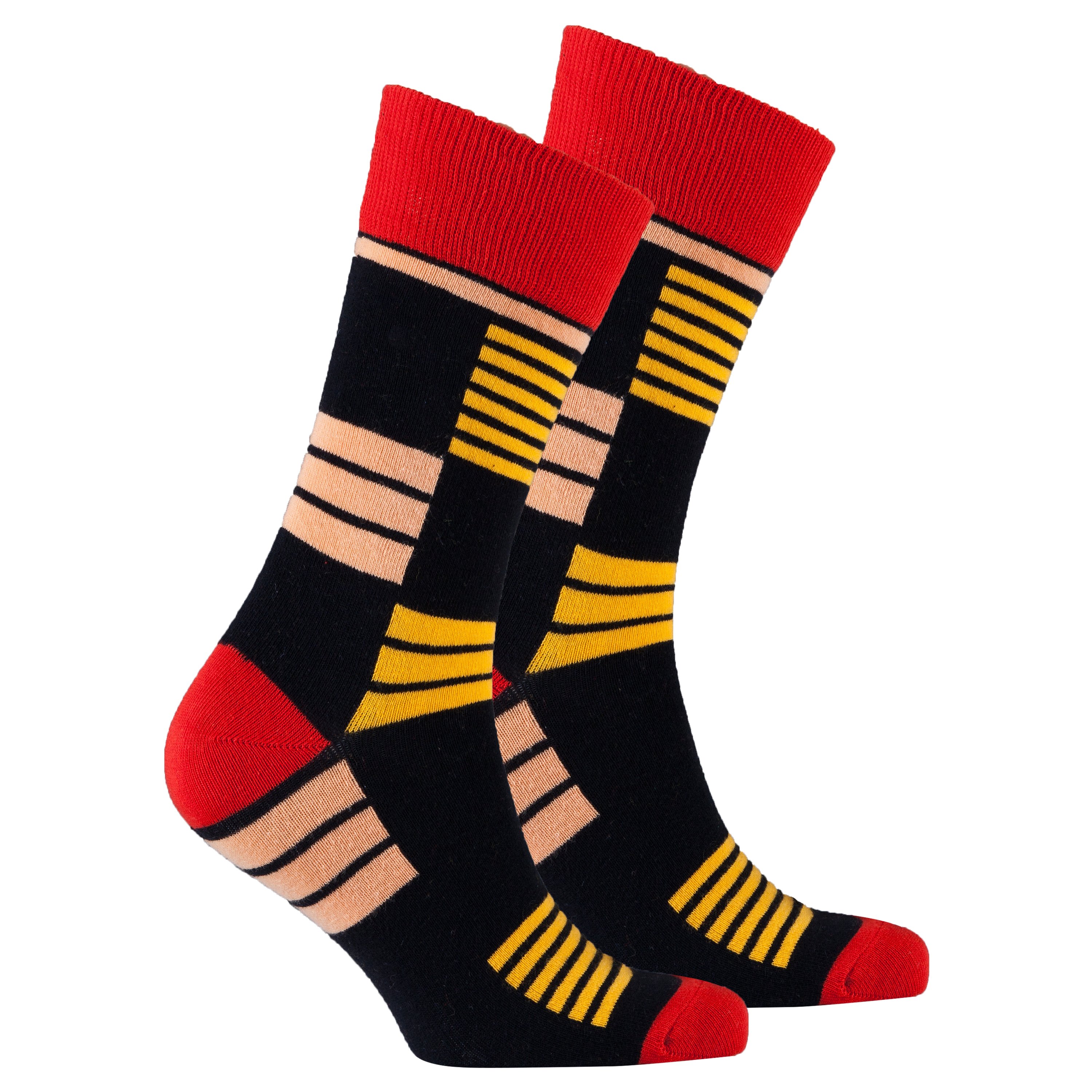 Men's orange stripe socks made from soft Turkish cotton, featuring a trendy design for comfort and style.