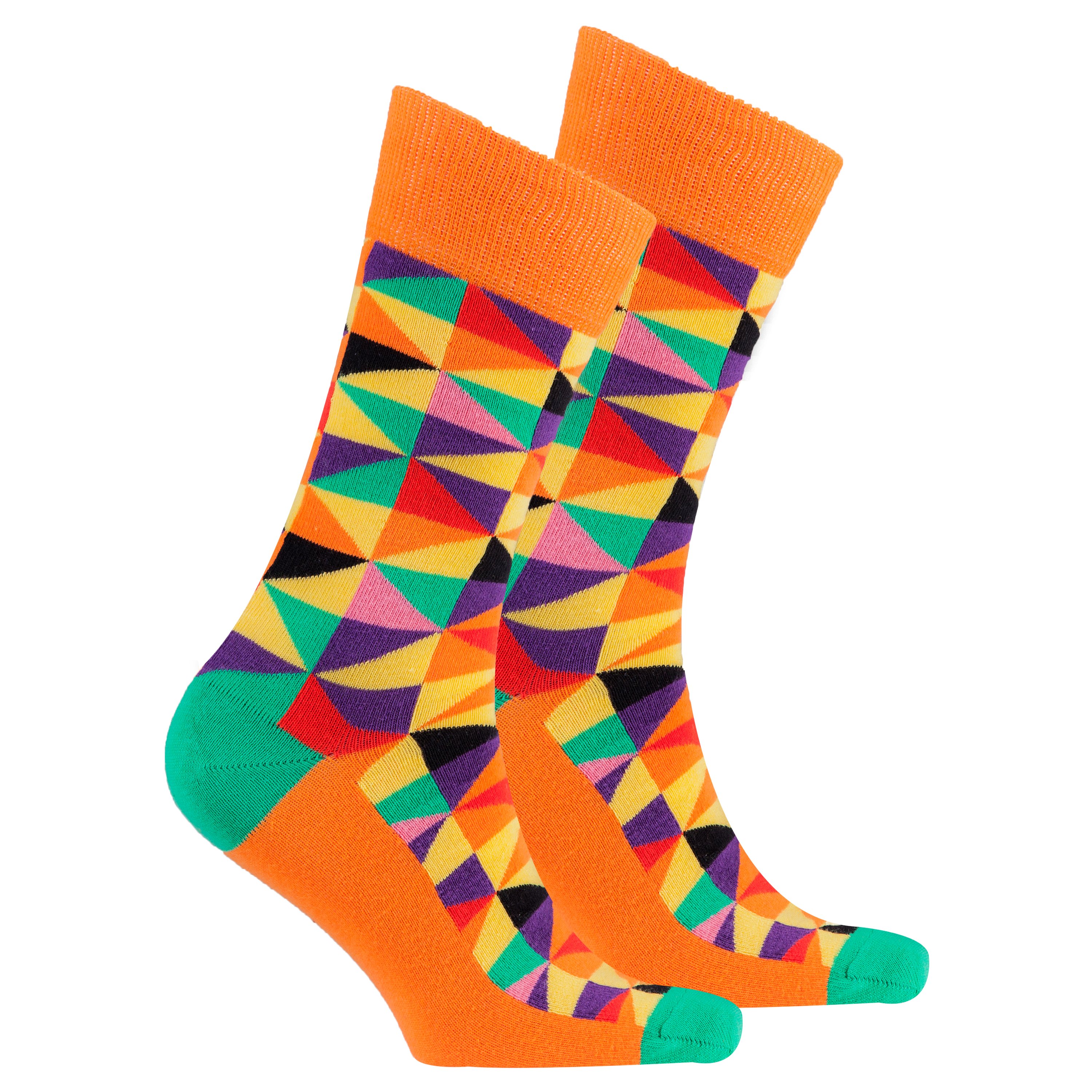 Men's orange triangle socks featuring a vibrant design and comfortable fit, perfect for adding style to any outfit.