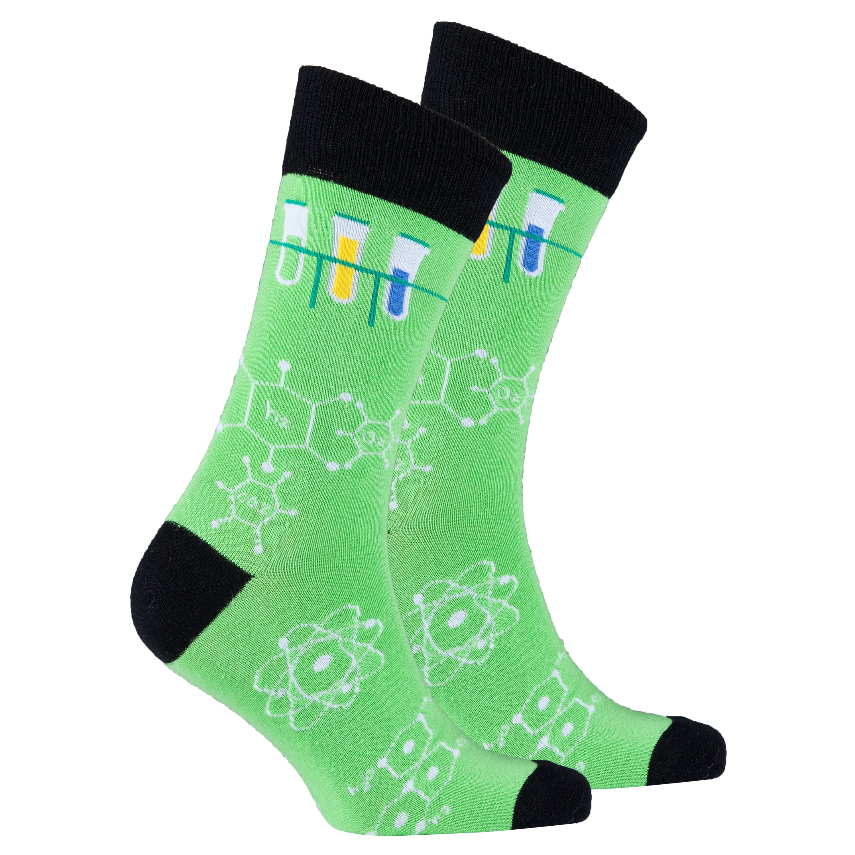 Men's Organic Chemistry Socks featuring colorful designs and premium Turkish cotton for comfort and style.