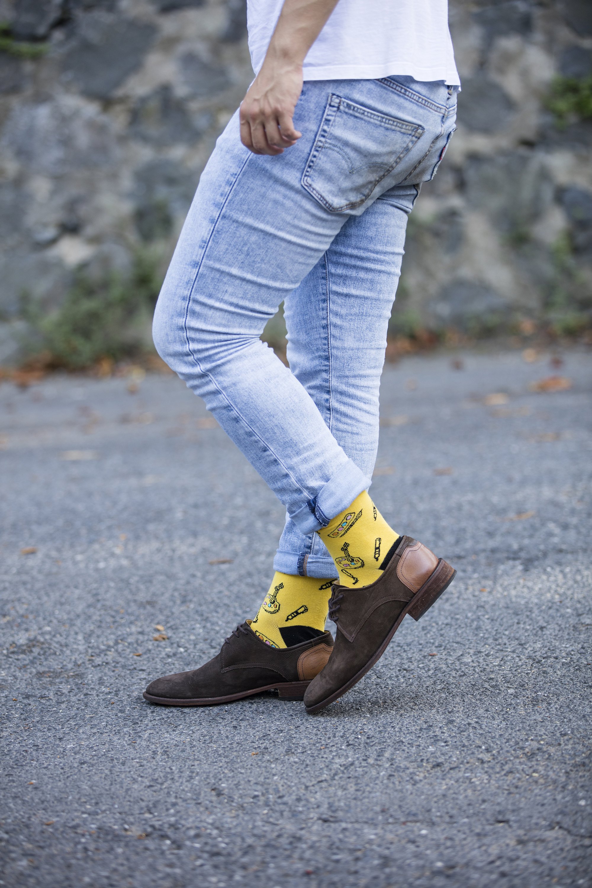 Colorful Men's Painting Socks featuring trendy patterns and designs, made from soft Turkish cotton for comfort.