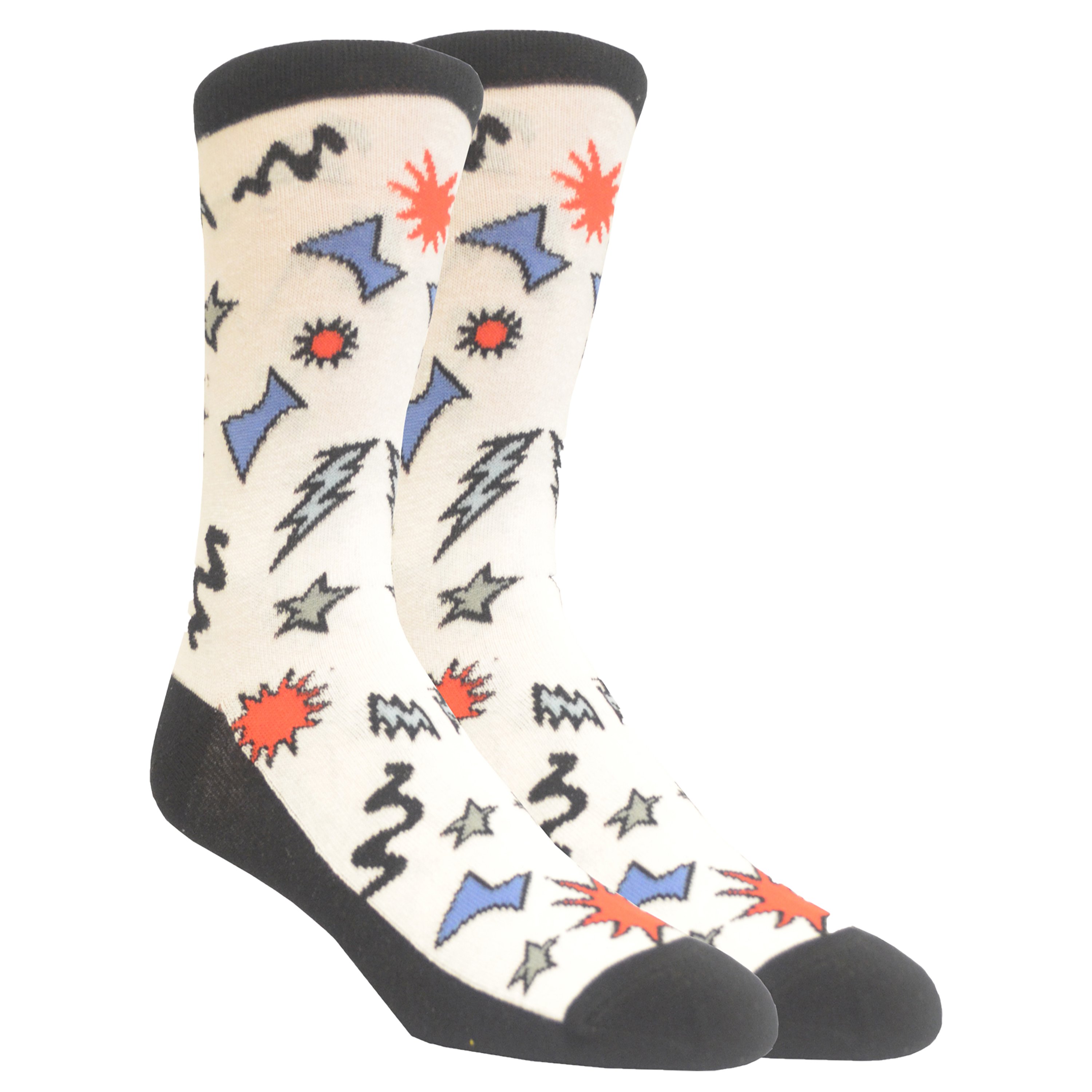 Men's Party Shapes Socks featuring vibrant colors and unique patterns, made from soft combed cotton for comfort.