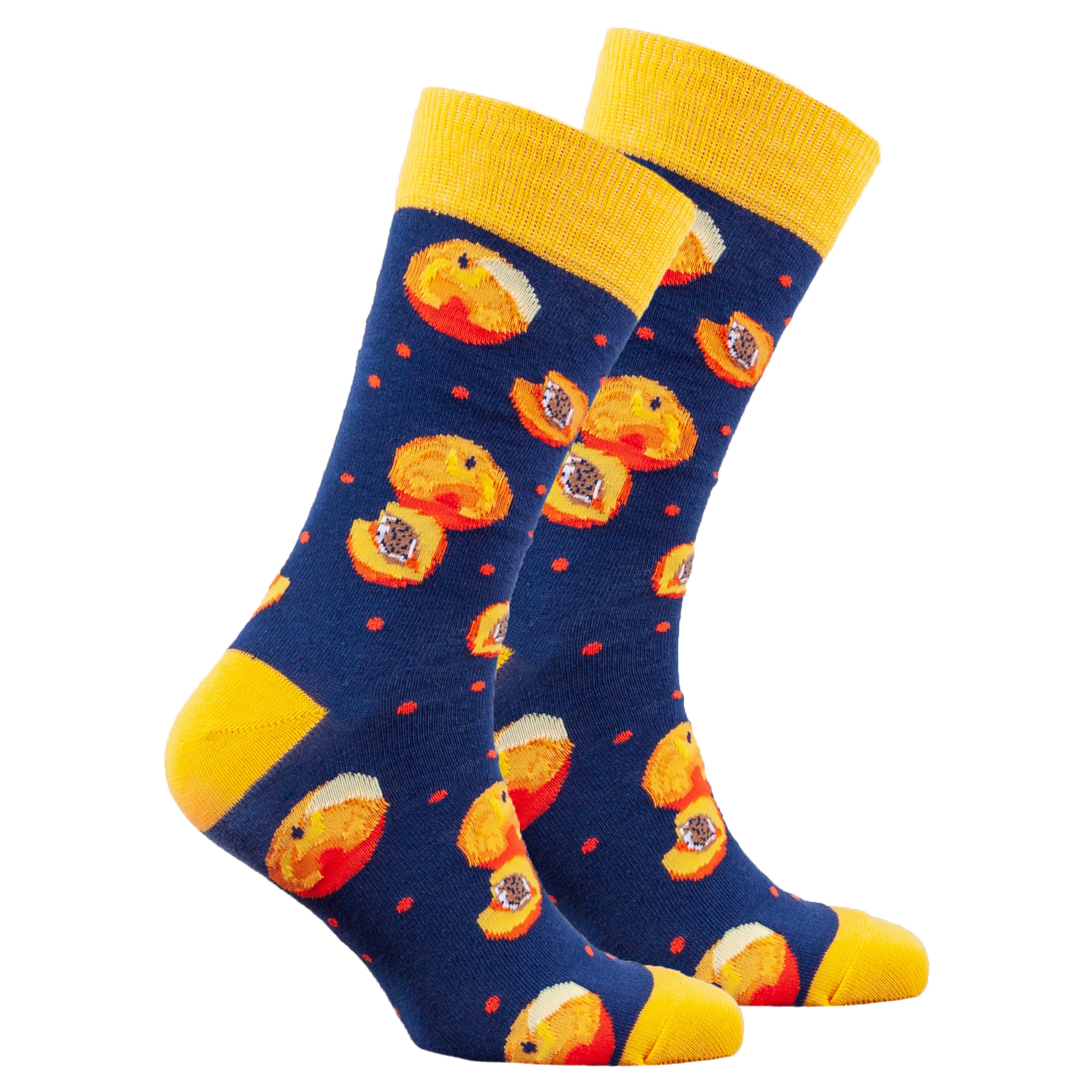 Men's Peach Socks featuring colorful designs and made from soft Turkish cotton for comfort and style.