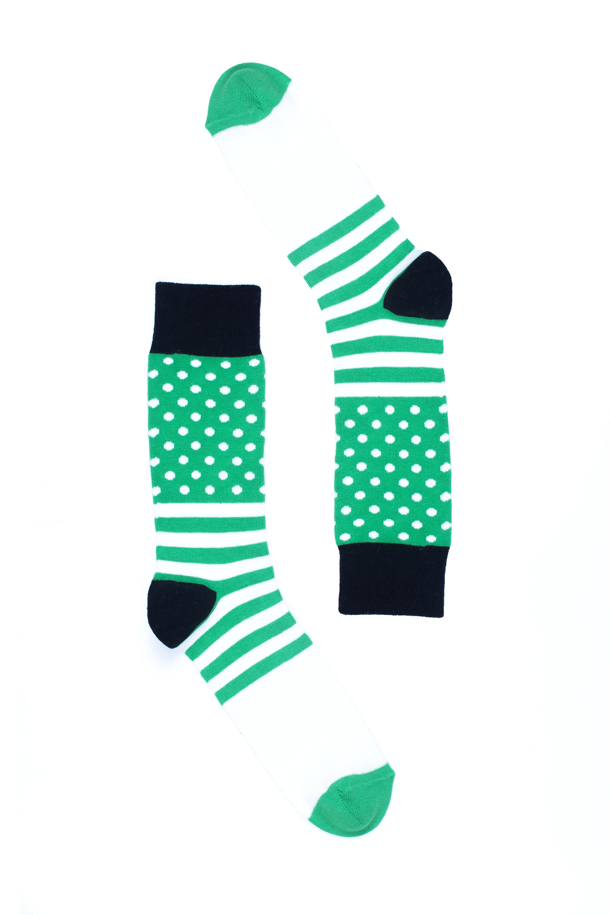 Men's Pear Dot Stripe Socks featuring colorful patterns and premium cotton material, perfect for stylish comfort.