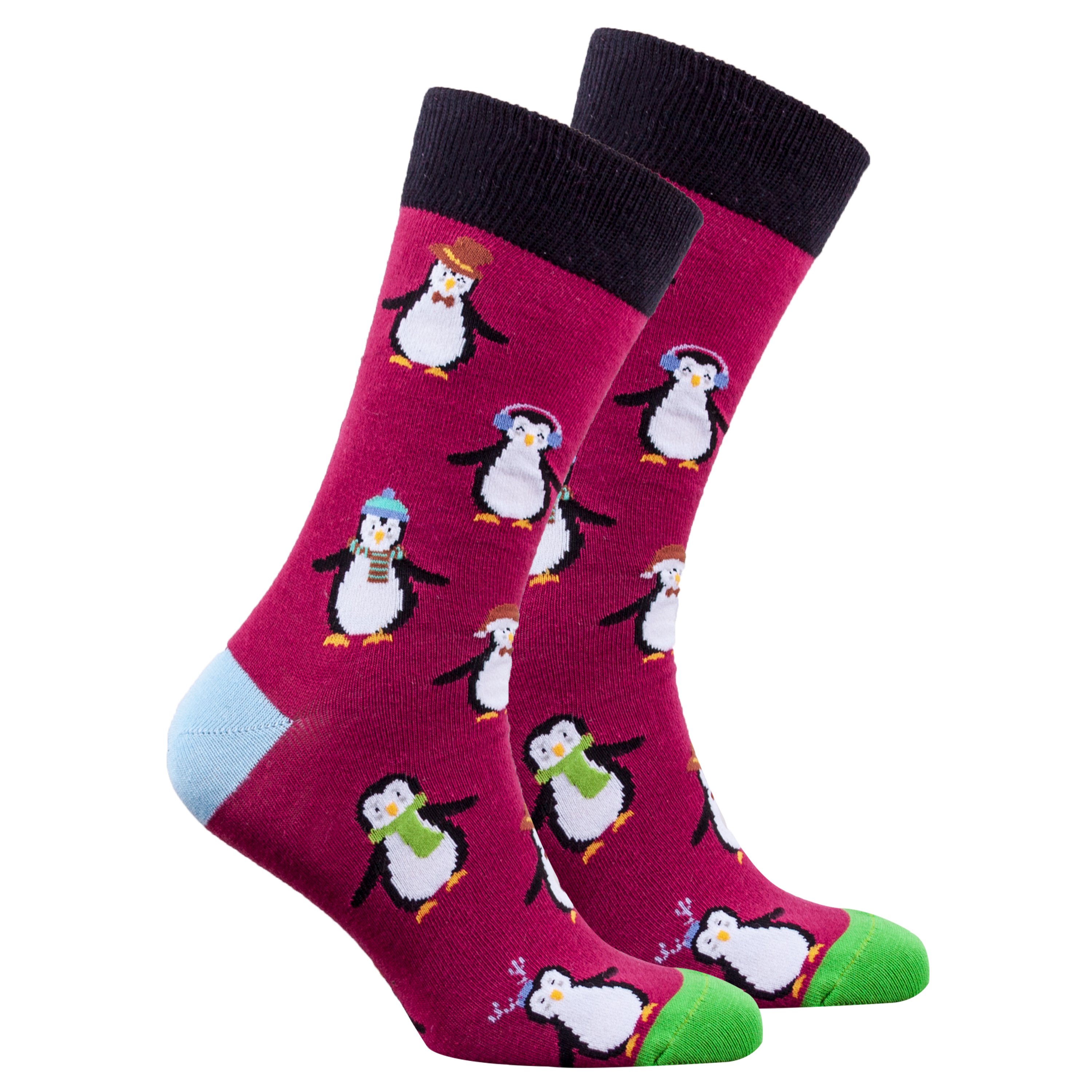 Men's Penguin Socks featuring colorful designs and made from soft Turkish cotton for comfort and style.