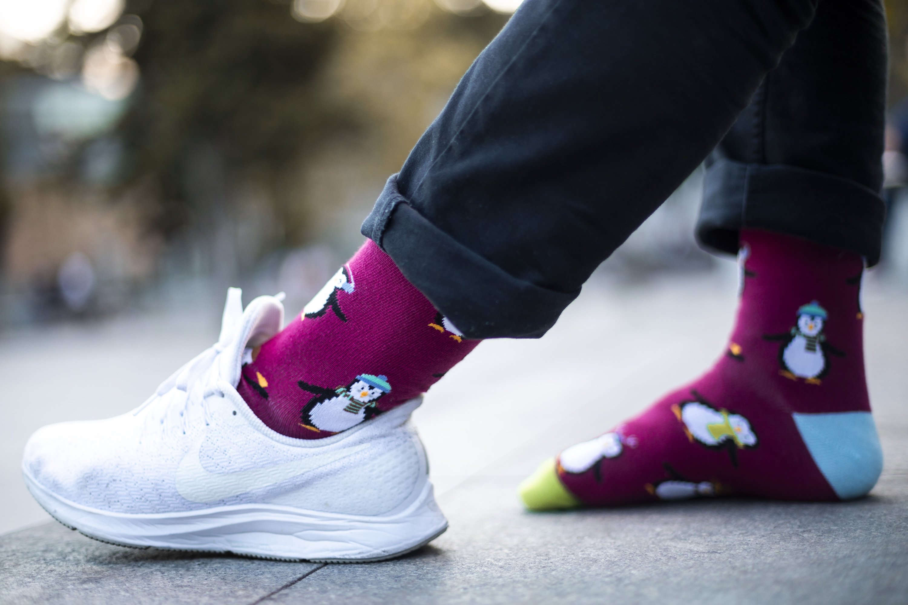 Men's Penguin Socks featuring colorful designs and made from soft Turkish cotton for comfort and style.