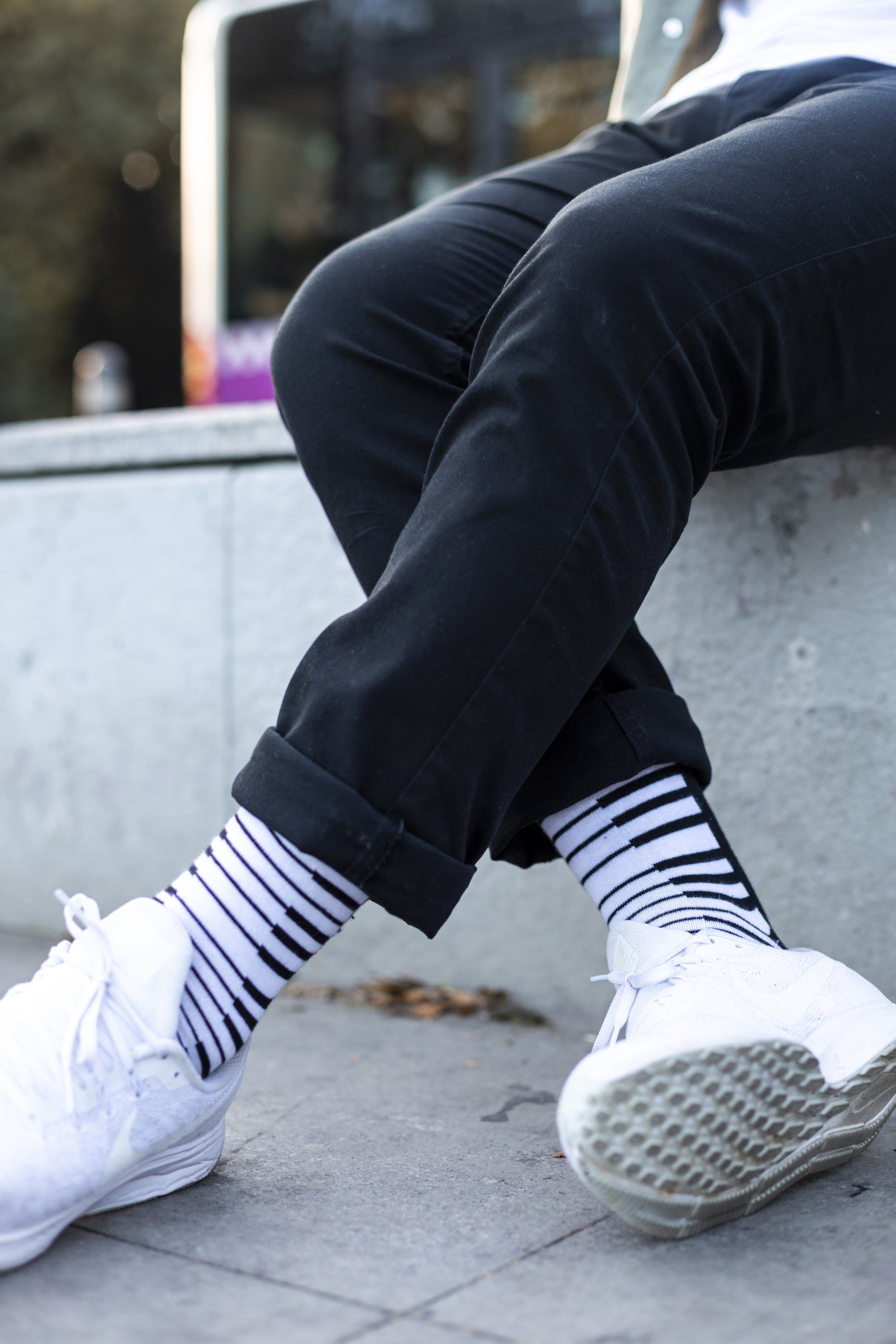 Men's Piano Socks featuring colorful piano designs, made from soft Turkish cotton for comfort and style.