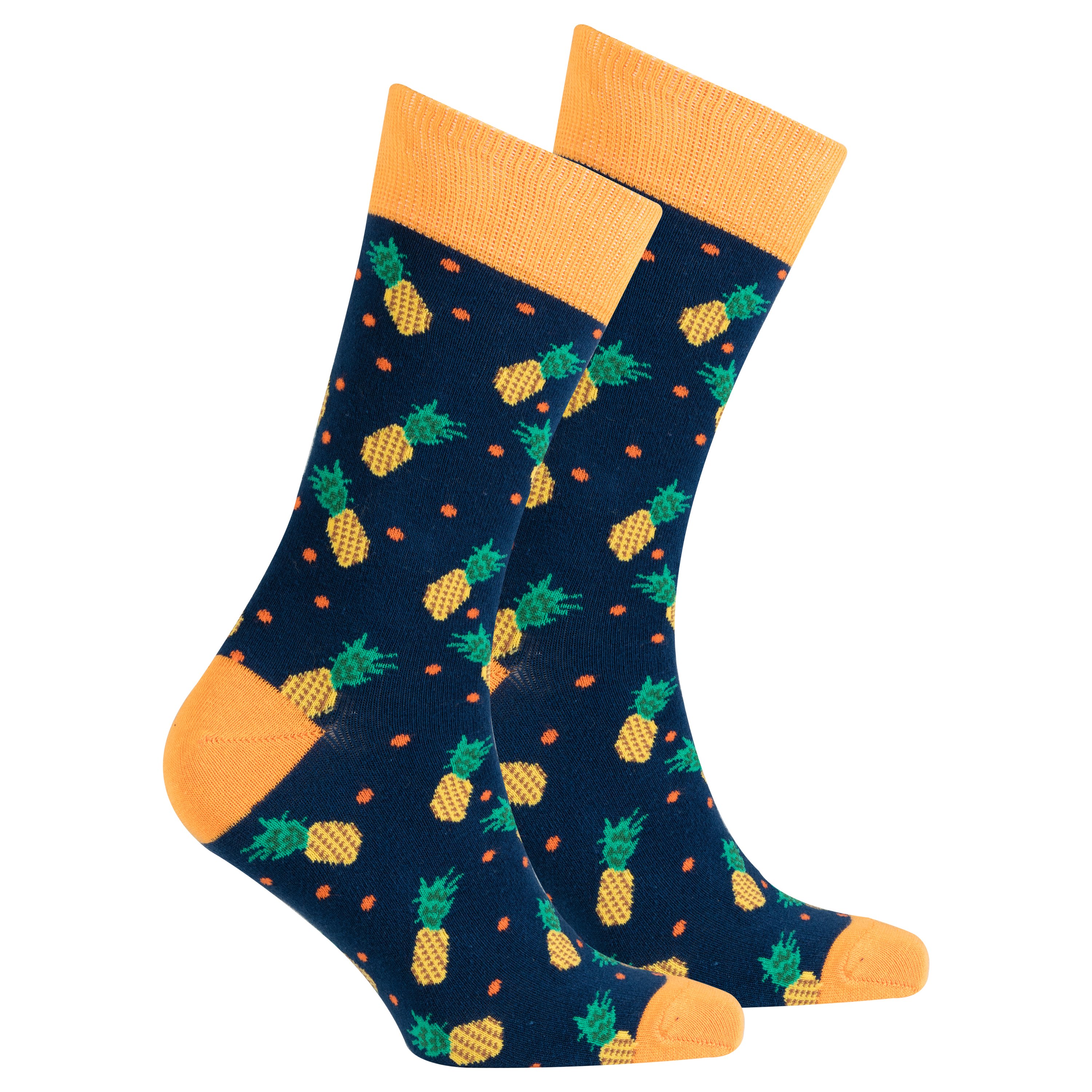 Men's Pineapple Socks featuring a colorful pineapple design, made from soft Turkish cotton for comfort and style.