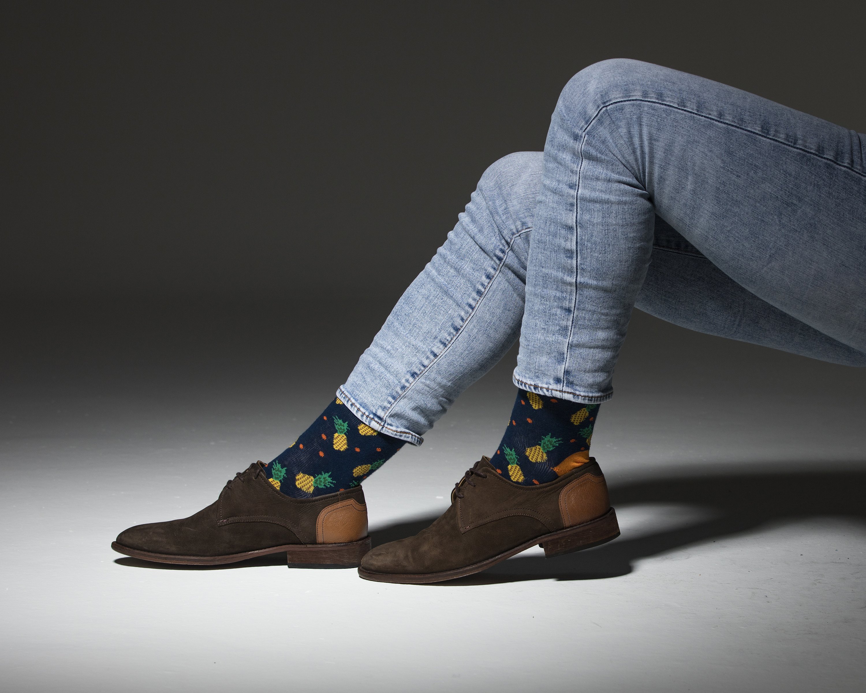 Men's Pineapple Socks featuring a colorful pineapple design, made from soft Turkish cotton for comfort and style.