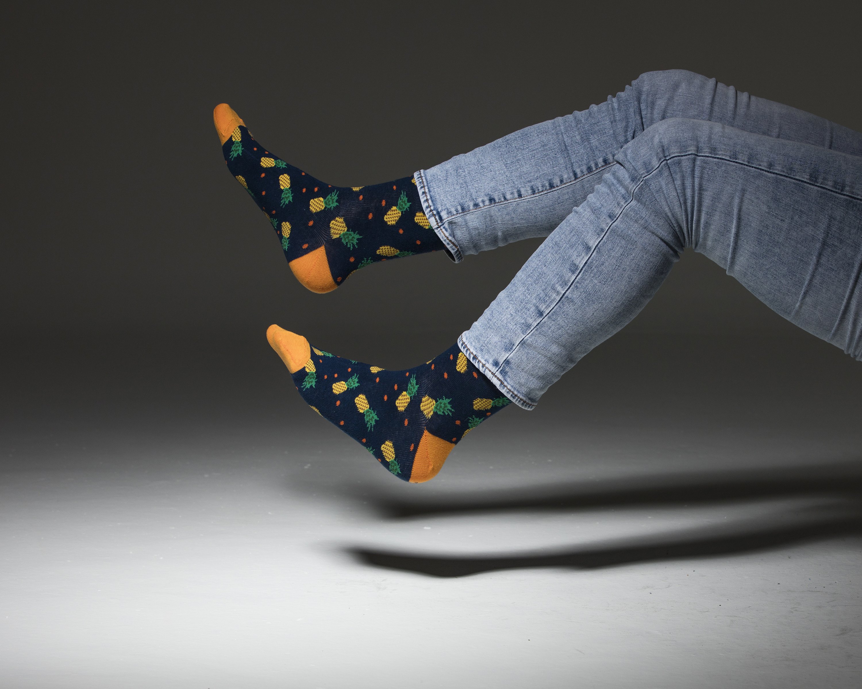 Men's Pineapple Socks featuring a colorful pineapple design, made from soft Turkish cotton for comfort and style.