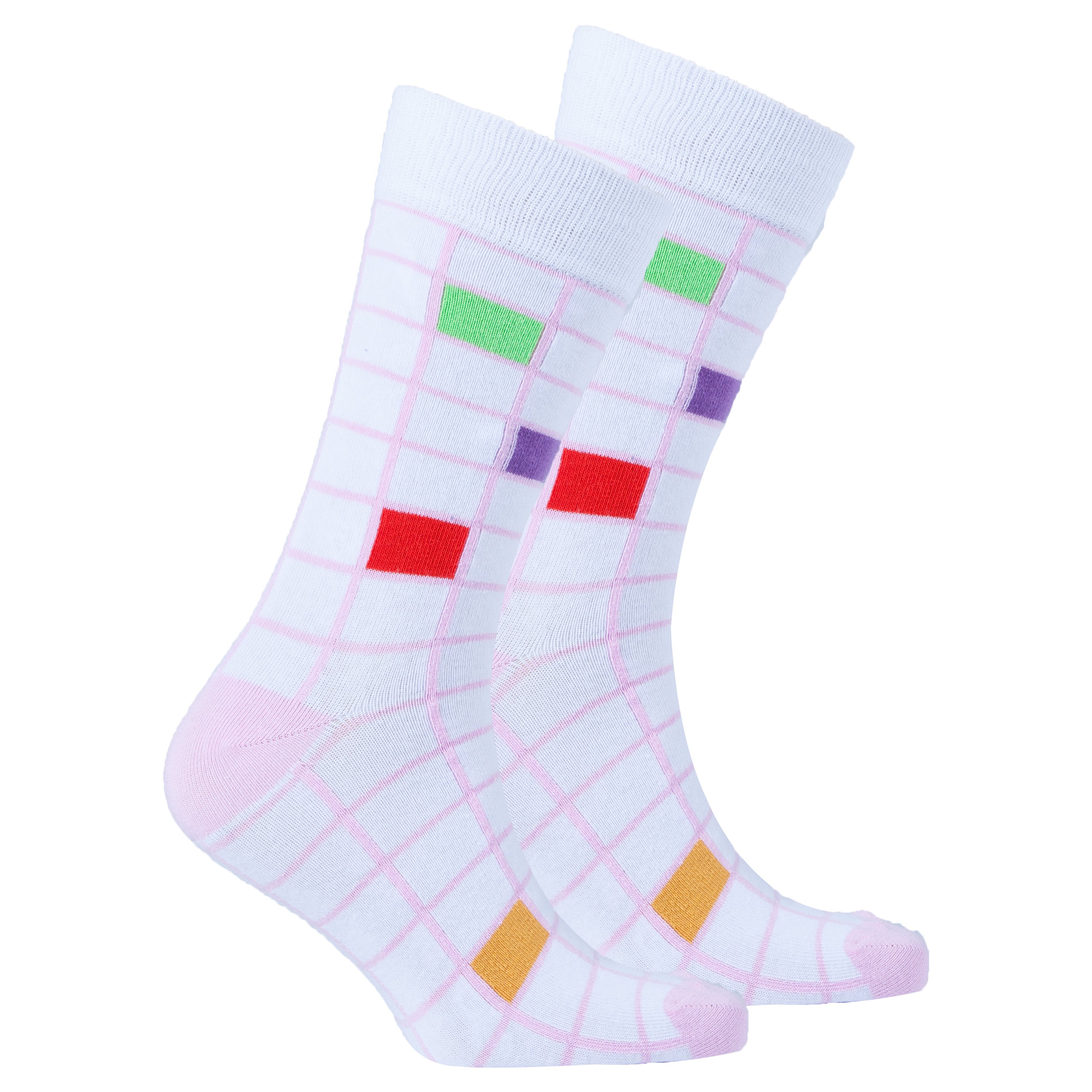 Men's pink square socks made from soft Turkish cotton, featuring a trendy design for stylish comfort.