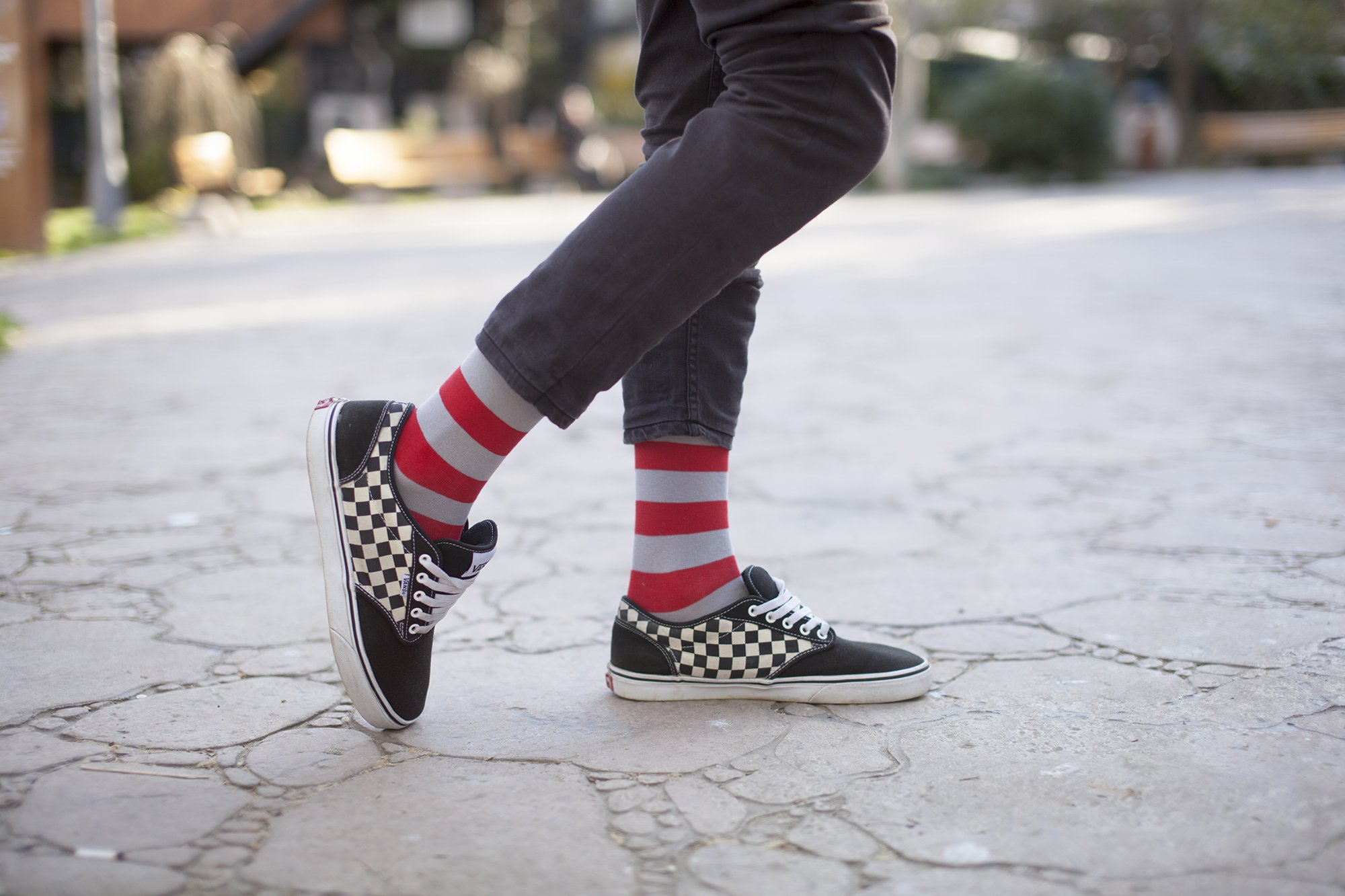 Men's Red Armour Stripe Socks featuring a vibrant red color and stylish stripe pattern, made from soft Turkish cotton for comfort.