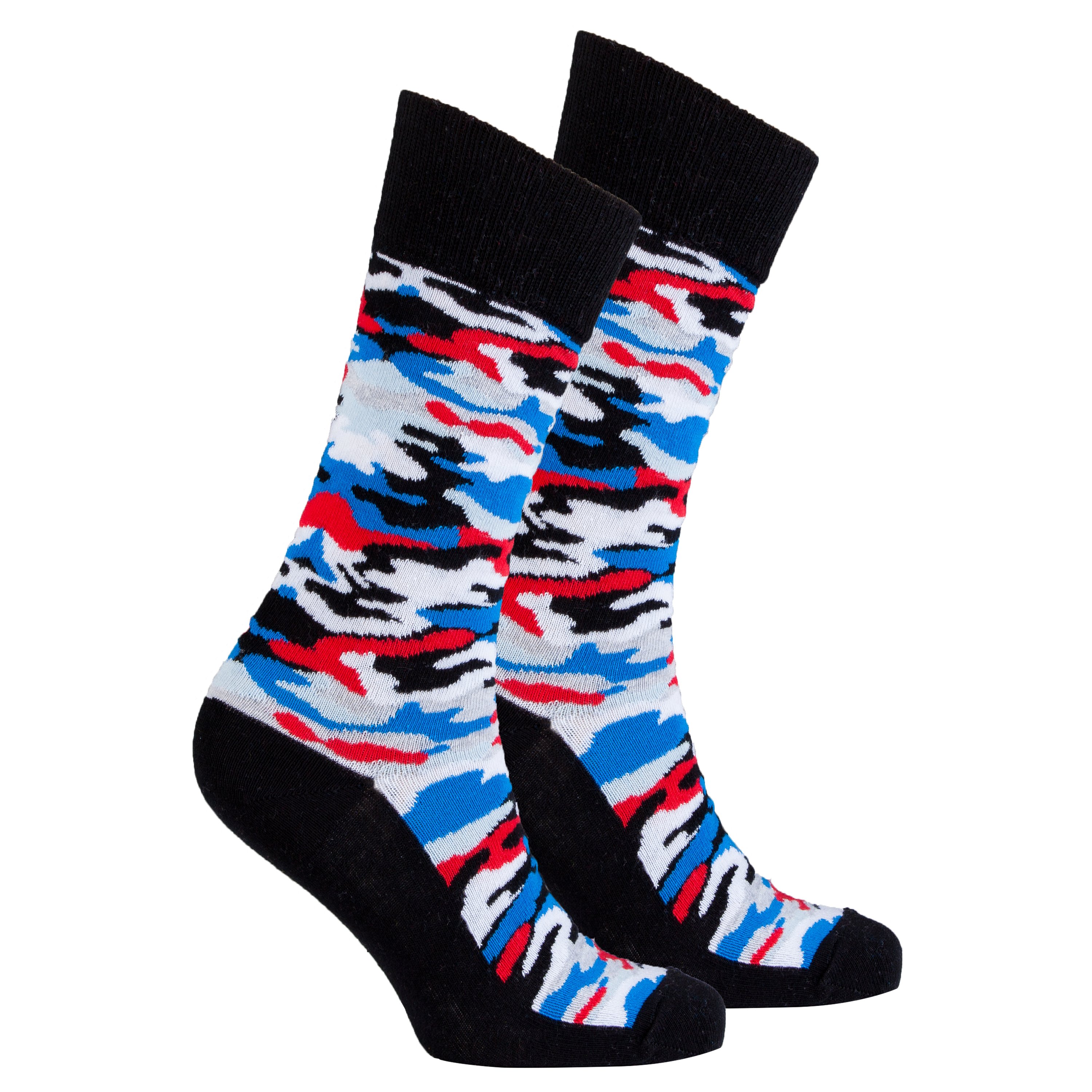 Men's Red Marine Camo Socks featuring a vibrant camo pattern, made from soft Turkish cotton for comfort and style.