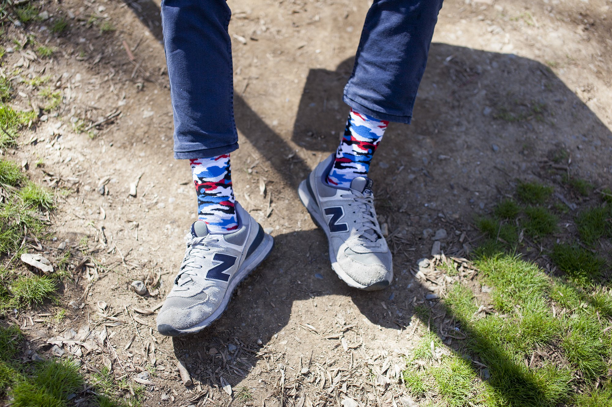 Men's Red Marine Camo Socks featuring a vibrant camo pattern, made from soft Turkish cotton for comfort and style.