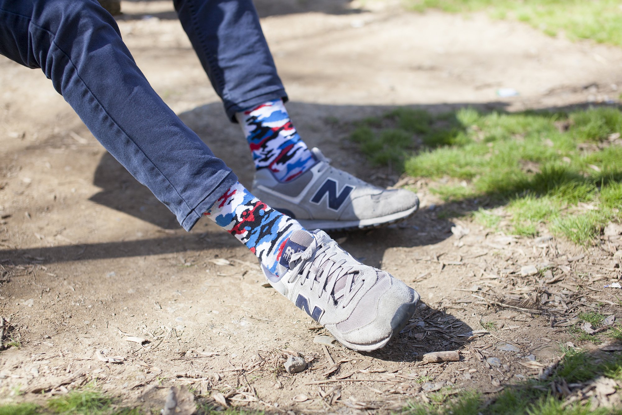 Men's Red Marine Camo Socks featuring a vibrant camo pattern, made from soft Turkish cotton for comfort and style.