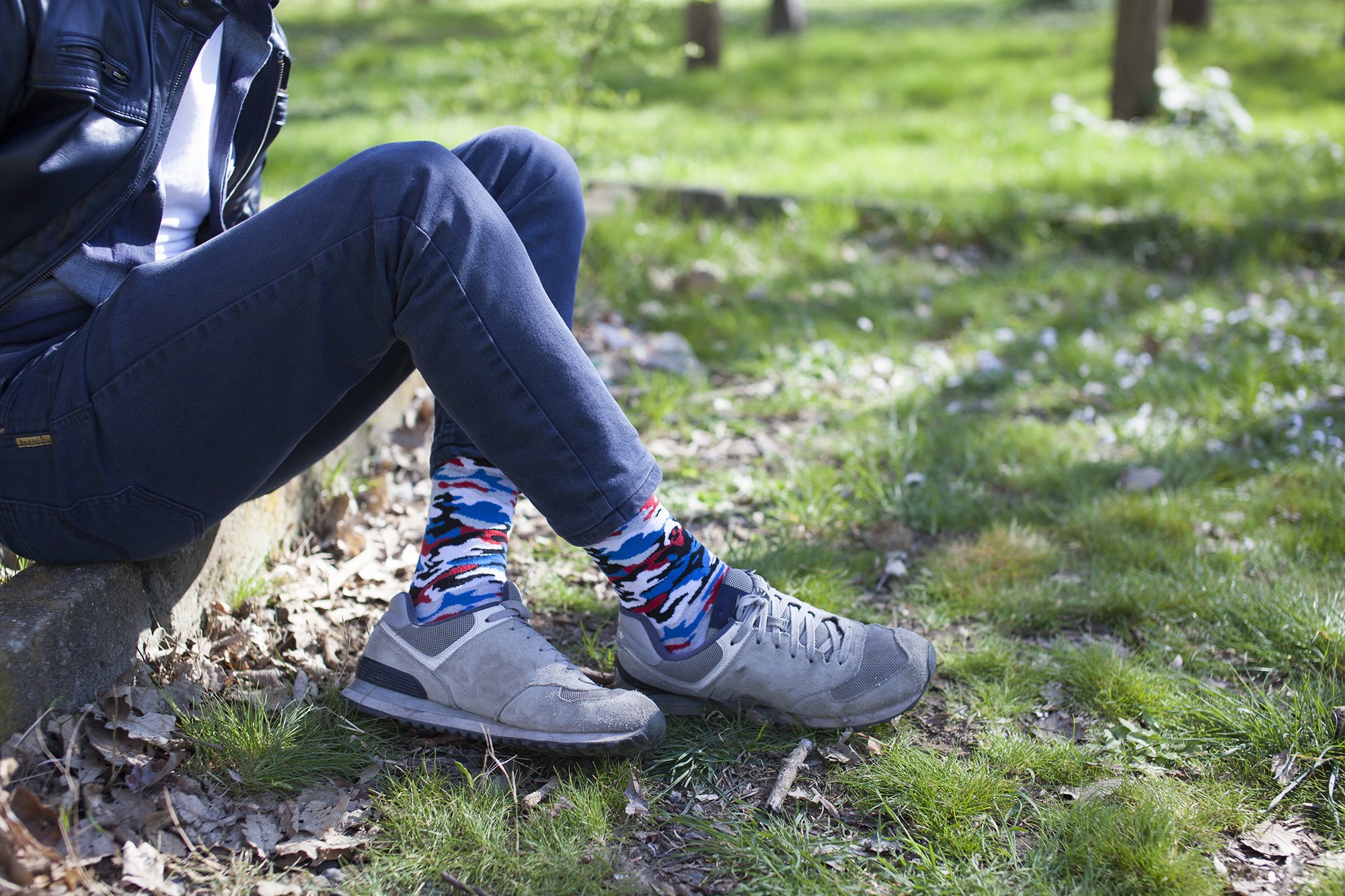 Men's Red Marine Camo Socks featuring a vibrant camo pattern, made from soft Turkish cotton for comfort and style.