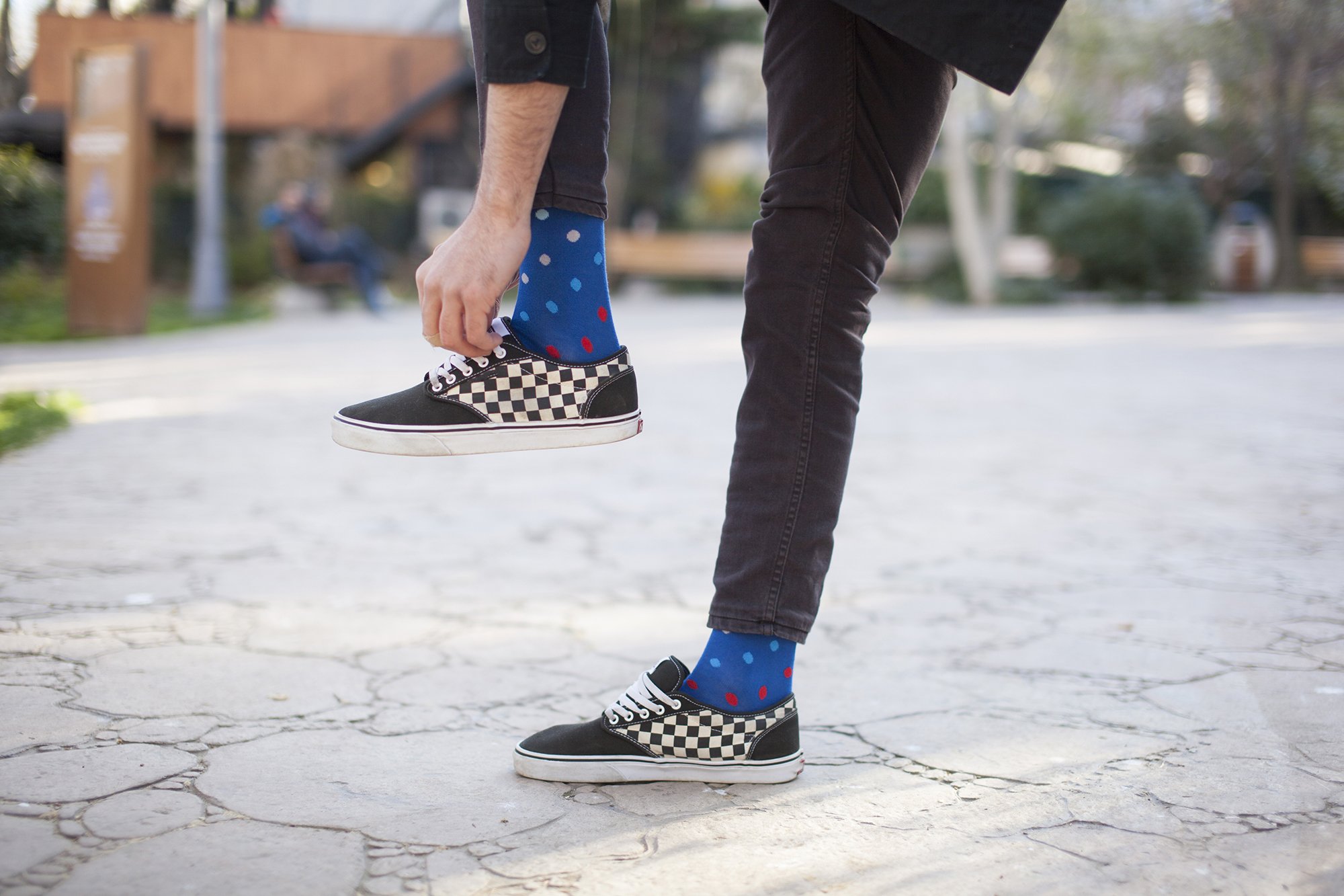 Men's Red Sea Dot Socks featuring a vibrant red color with playful dot patterns, made from soft Turkish cotton for comfort.