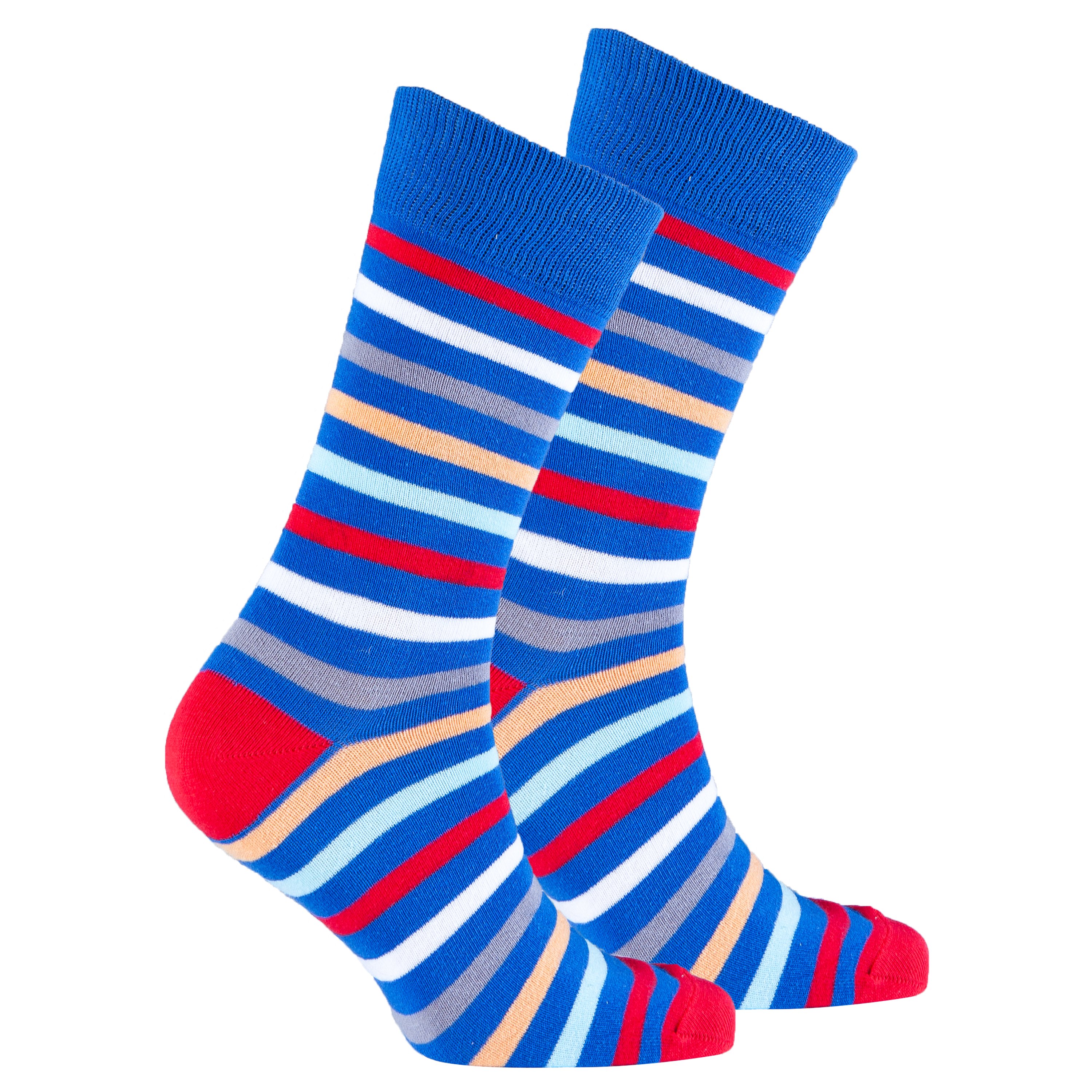 Men's Red Sea Stripe Socks featuring vibrant colors and trendy patterns, made from soft Turkish cotton for comfort.